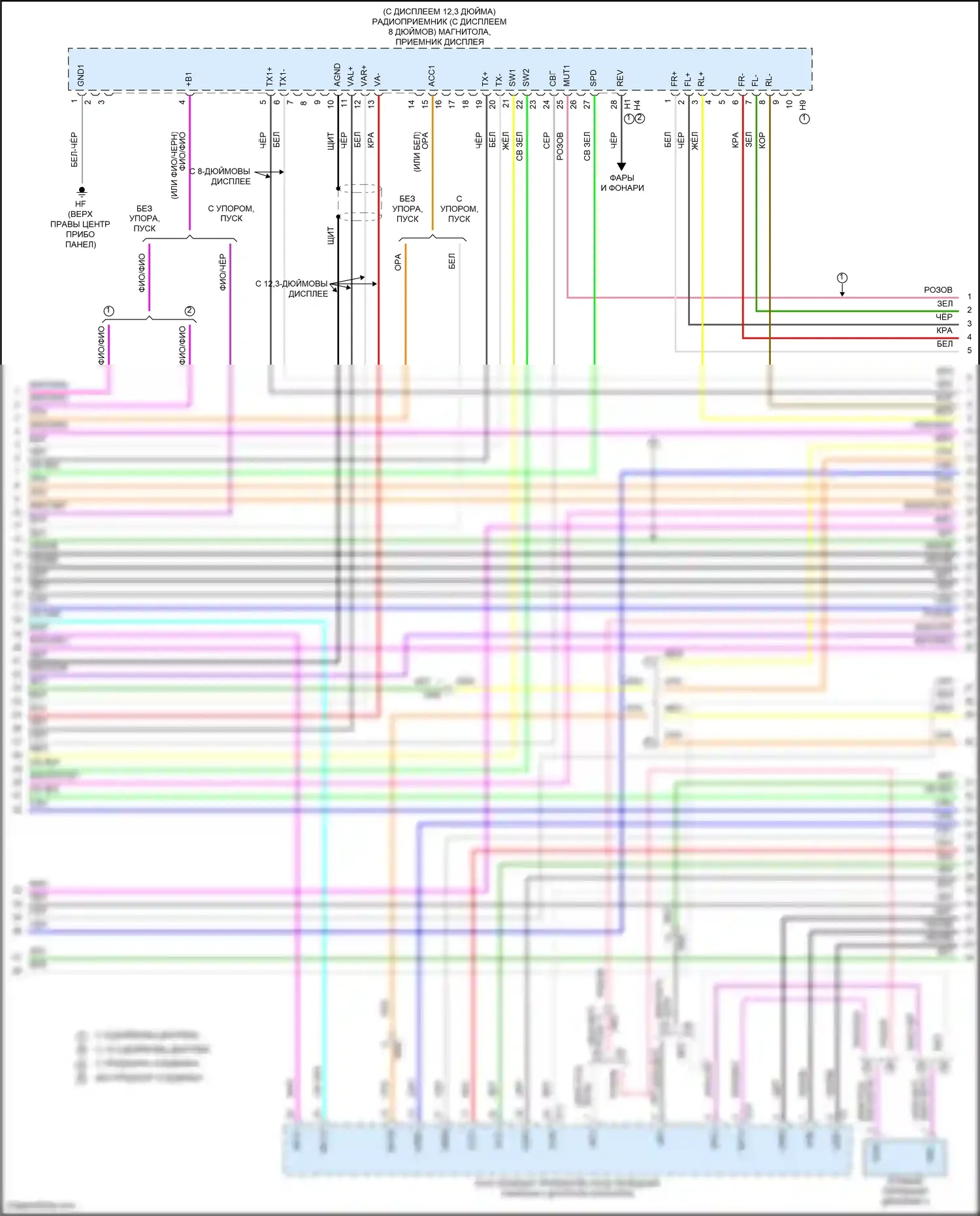 Highlander Toyota IV (2019-2024): Электросхема магнитолы, с отдельным усилителем (4 из 7) 