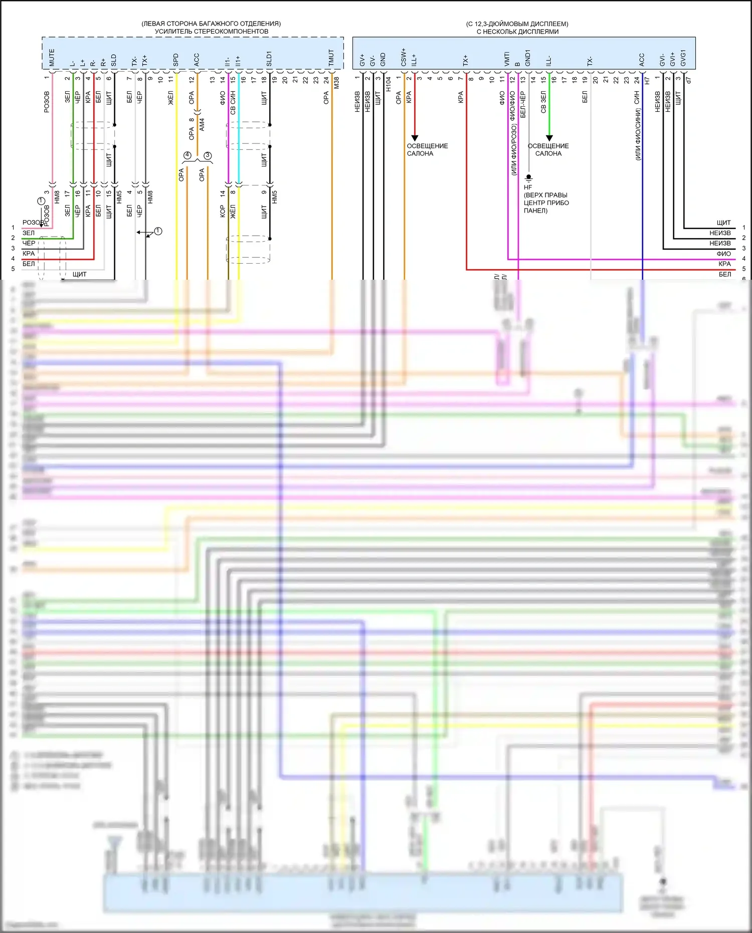 Highlander Toyota IV (2019-2024): Электросхема магнитолы, с отдельным усилителем (5 из 7) 