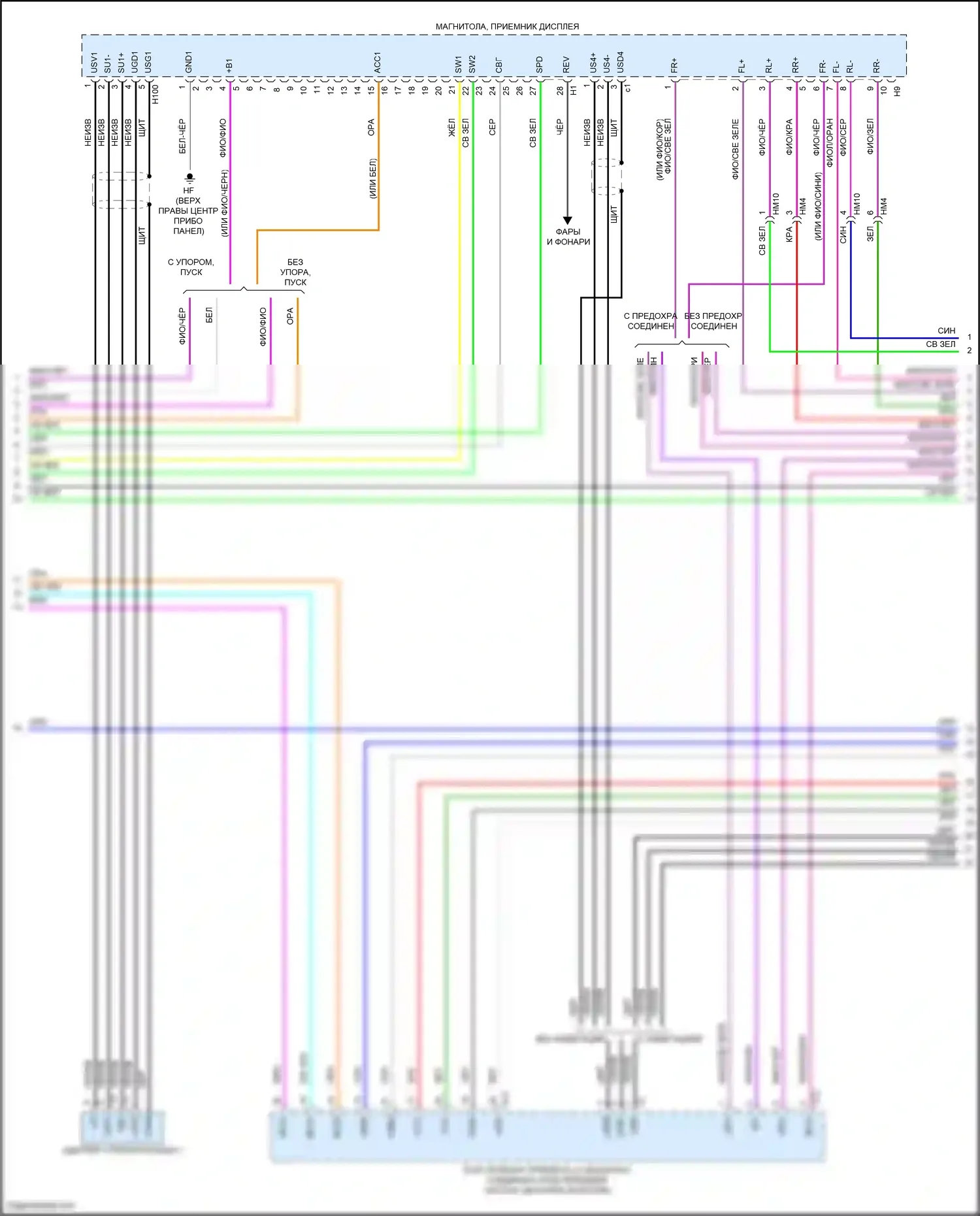 Highlander Toyota IV (2019-2024): Электросхема магнитолы, со встроенным усилителем (3 из 4) 