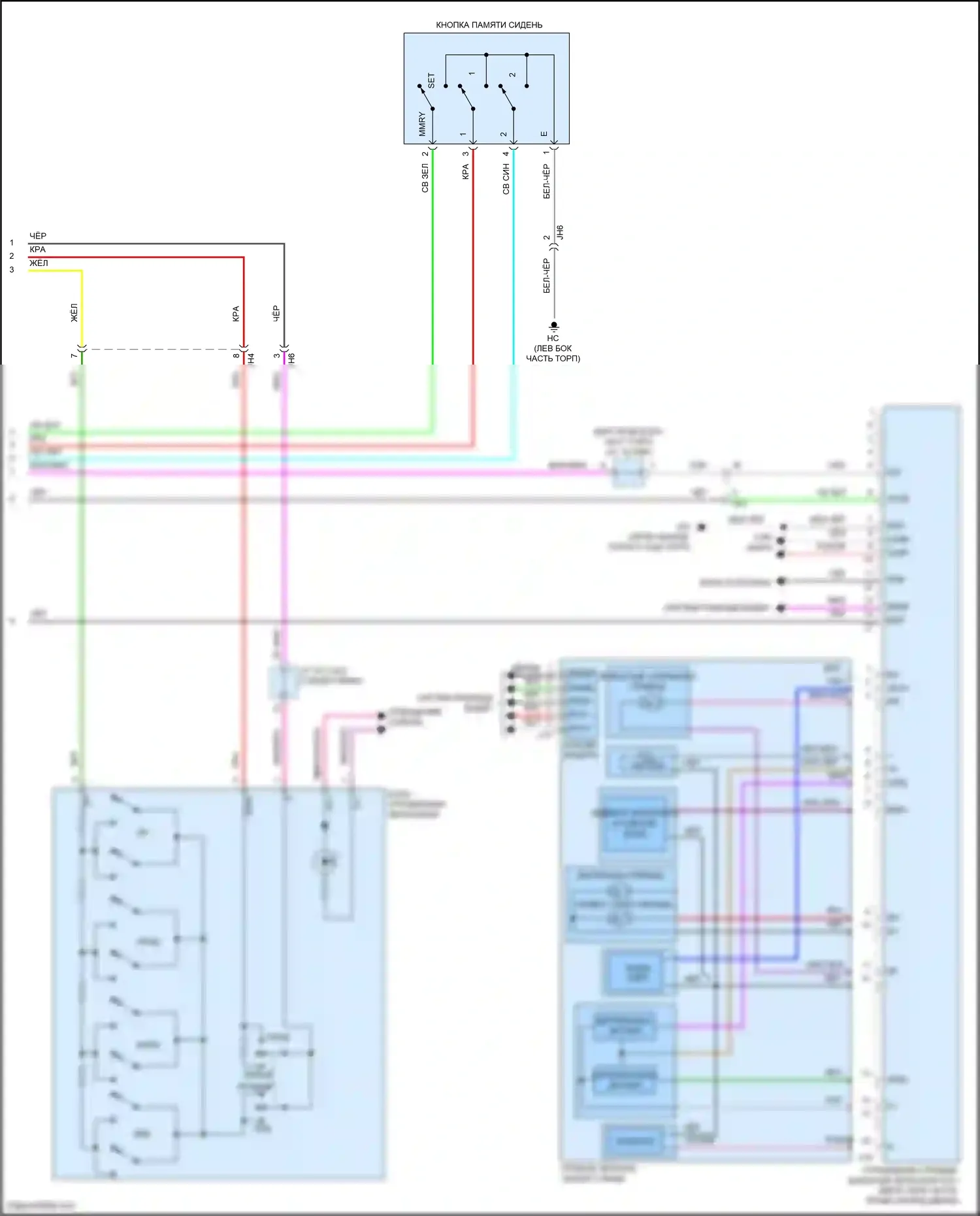 Highlander Toyota IV (2019-2024): Электросхема памяти зеркал (2 из 2) 