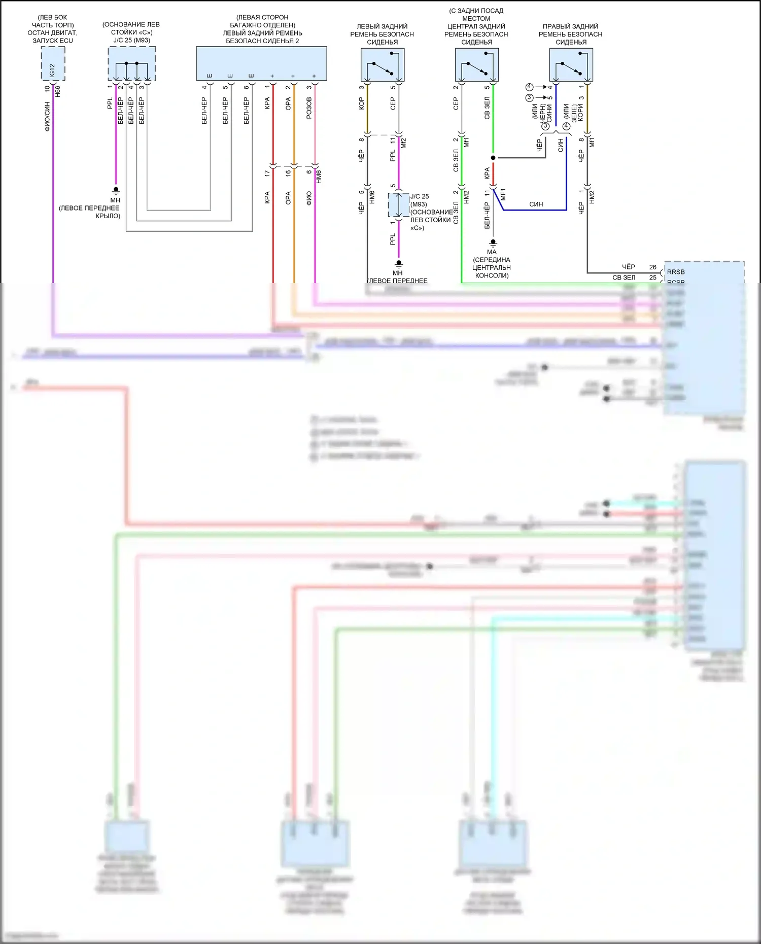 Highlander Toyota IV (2019-2024): Электросхема подушек безопасности (3 из 3) 