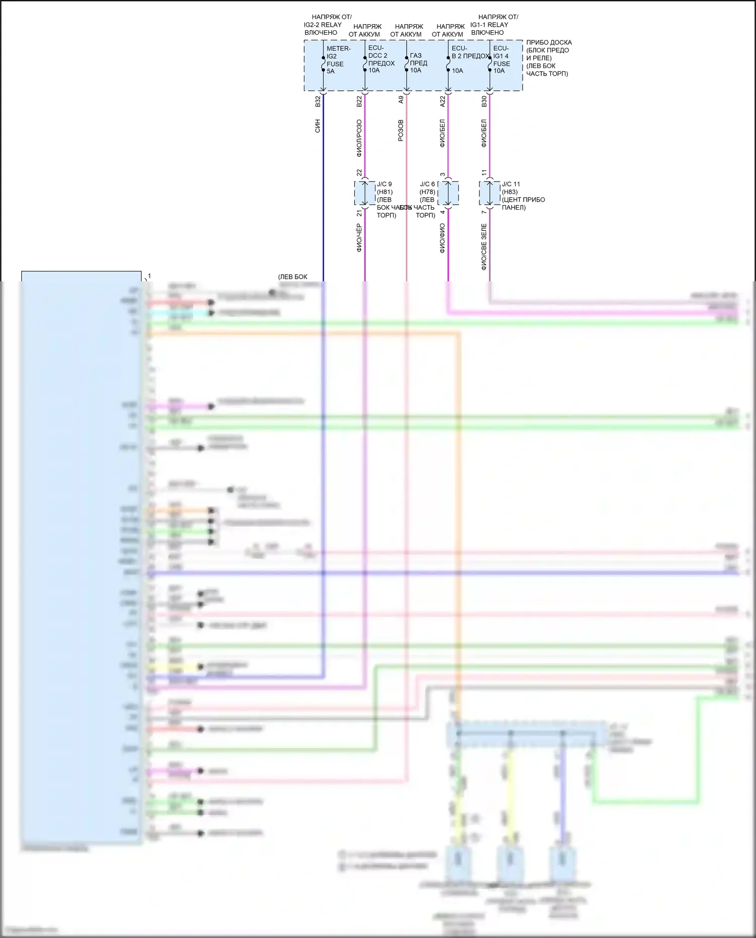 Highlander Toyota IV (2019-2024): Электросхема приборной панели, гибридная (1 из 3) 
