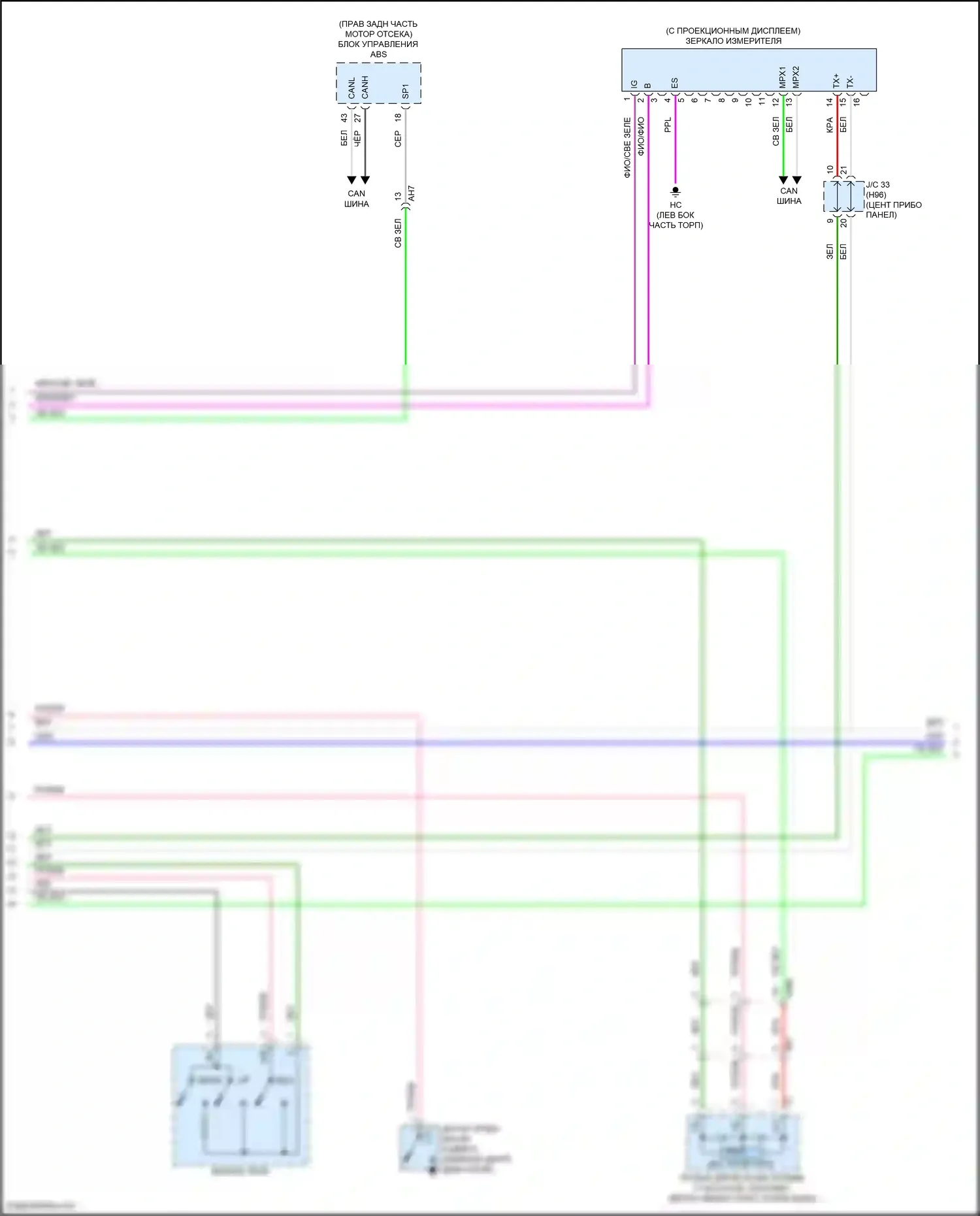 Highlander Toyota IV (2019-2024): Электросхема приборной панели, гибридная (2 из 3) 
