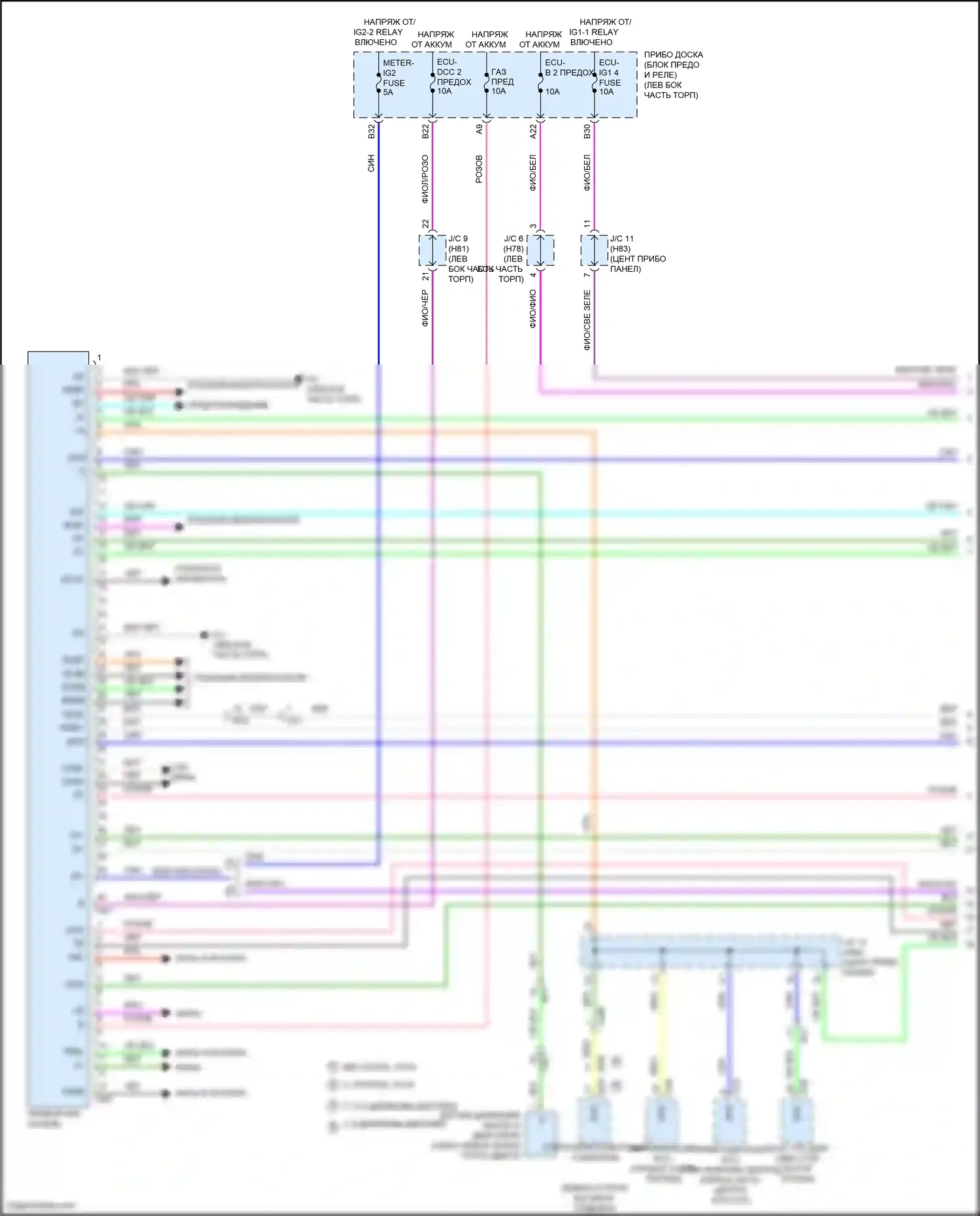 Highlander Toyota IV (2019-2024): Электросхема приборной панели, кроме гибридной (1 из 3) 