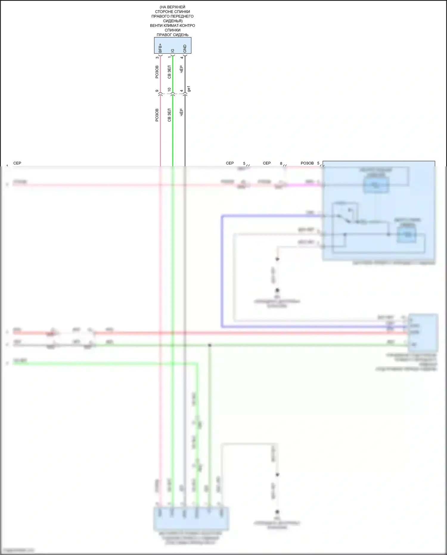 Highlander Toyota IV (2019-2024): Электросхема передних обогреваемых сидений, с сиденьем климат-контроля (3 из 3) 
