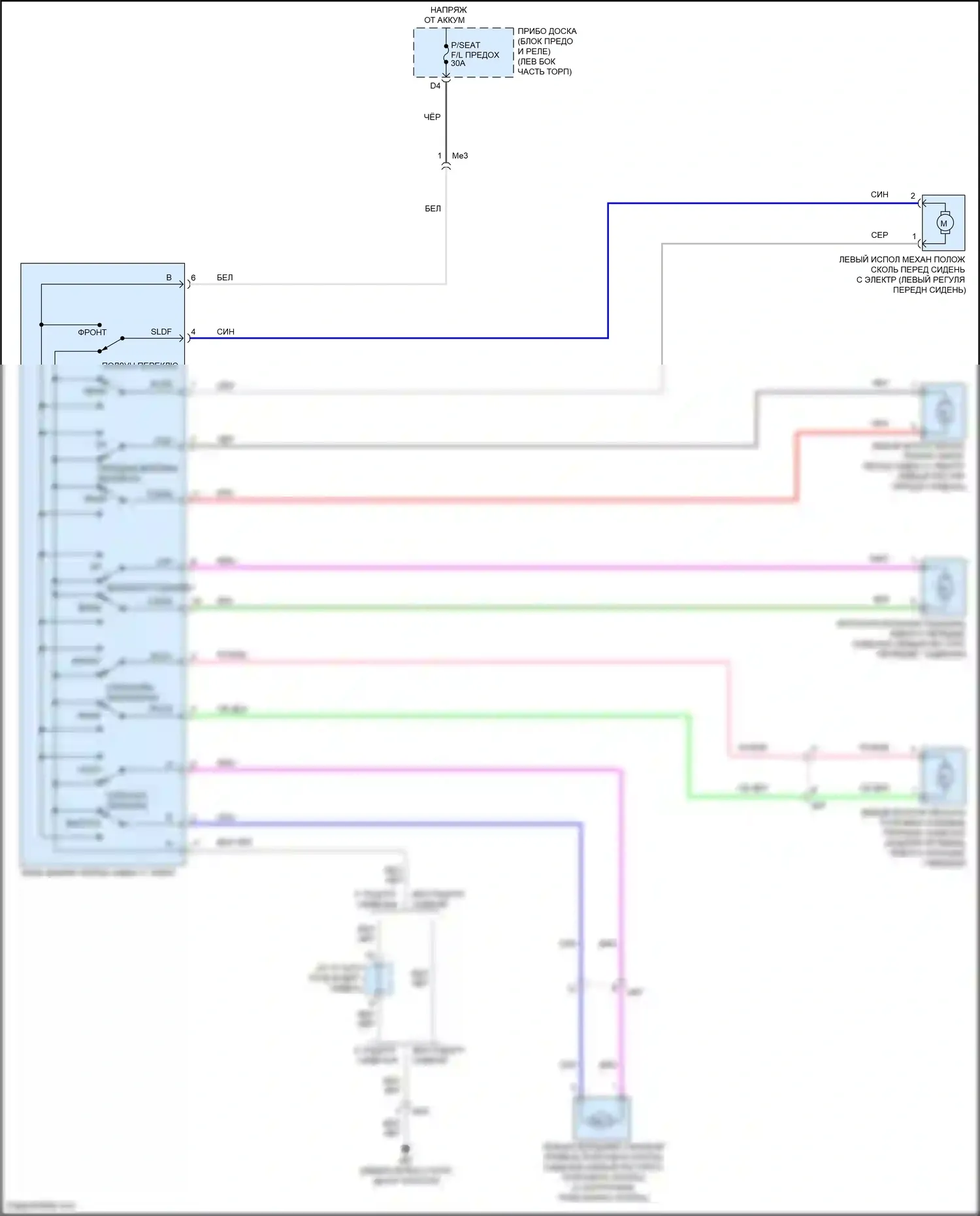 Highlander Toyota IV (2019-2024): Питание водительского сиденья электросхема 