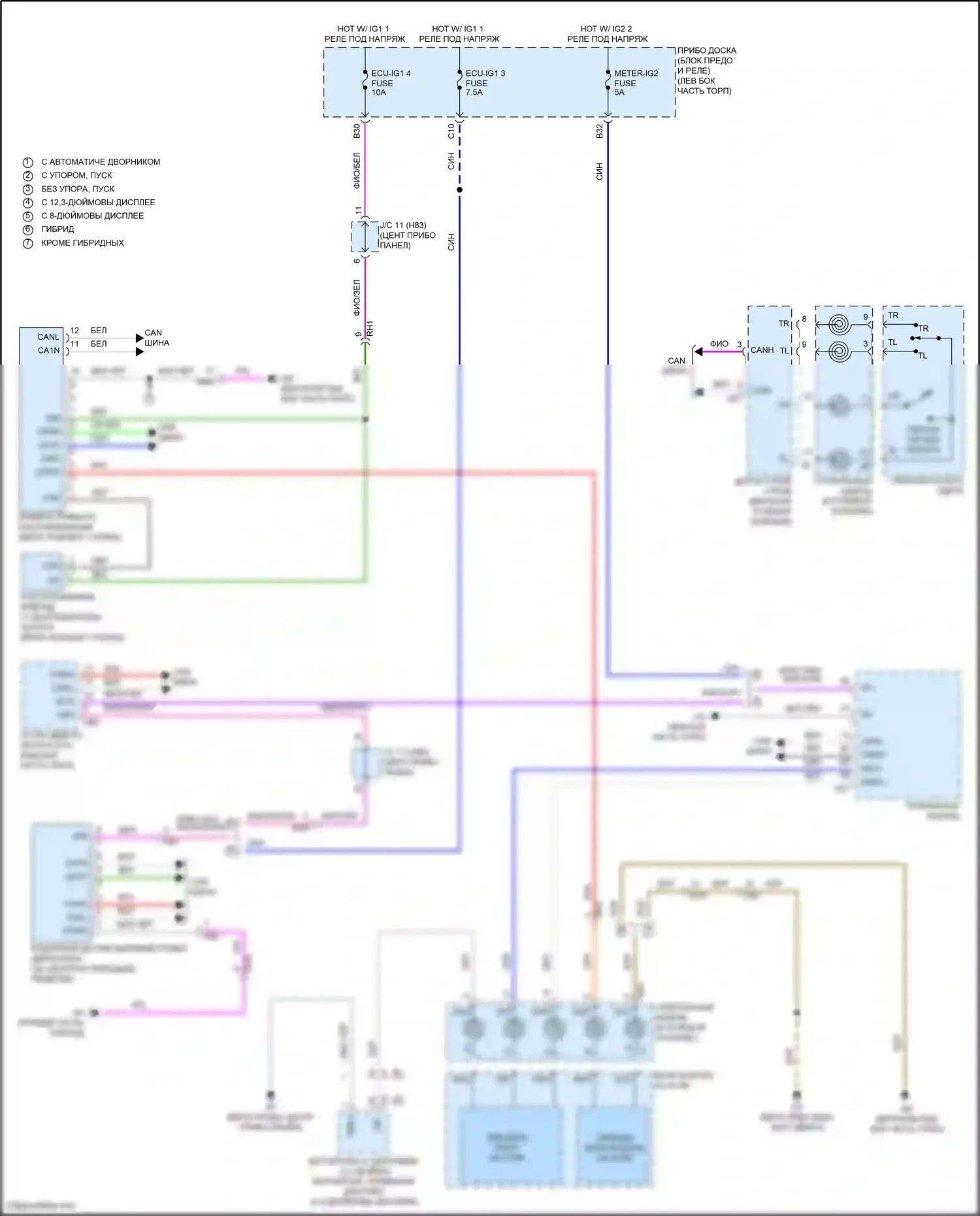 Highlander Toyota IV (2019-2024): Электросхема сигнализации о выезде с полосы движения 