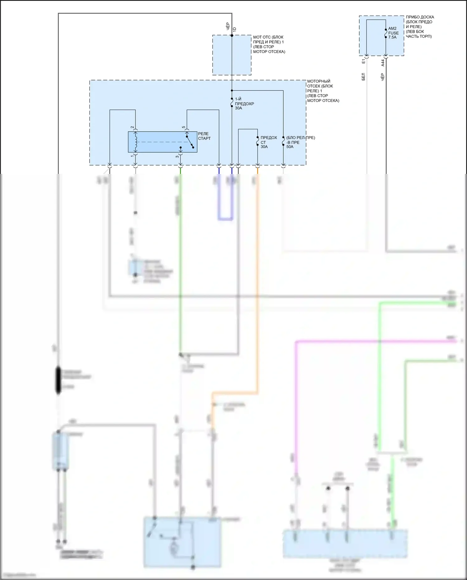 Highlander Toyota IV (2019-2024): Электросхема стартера (1 из 2) 