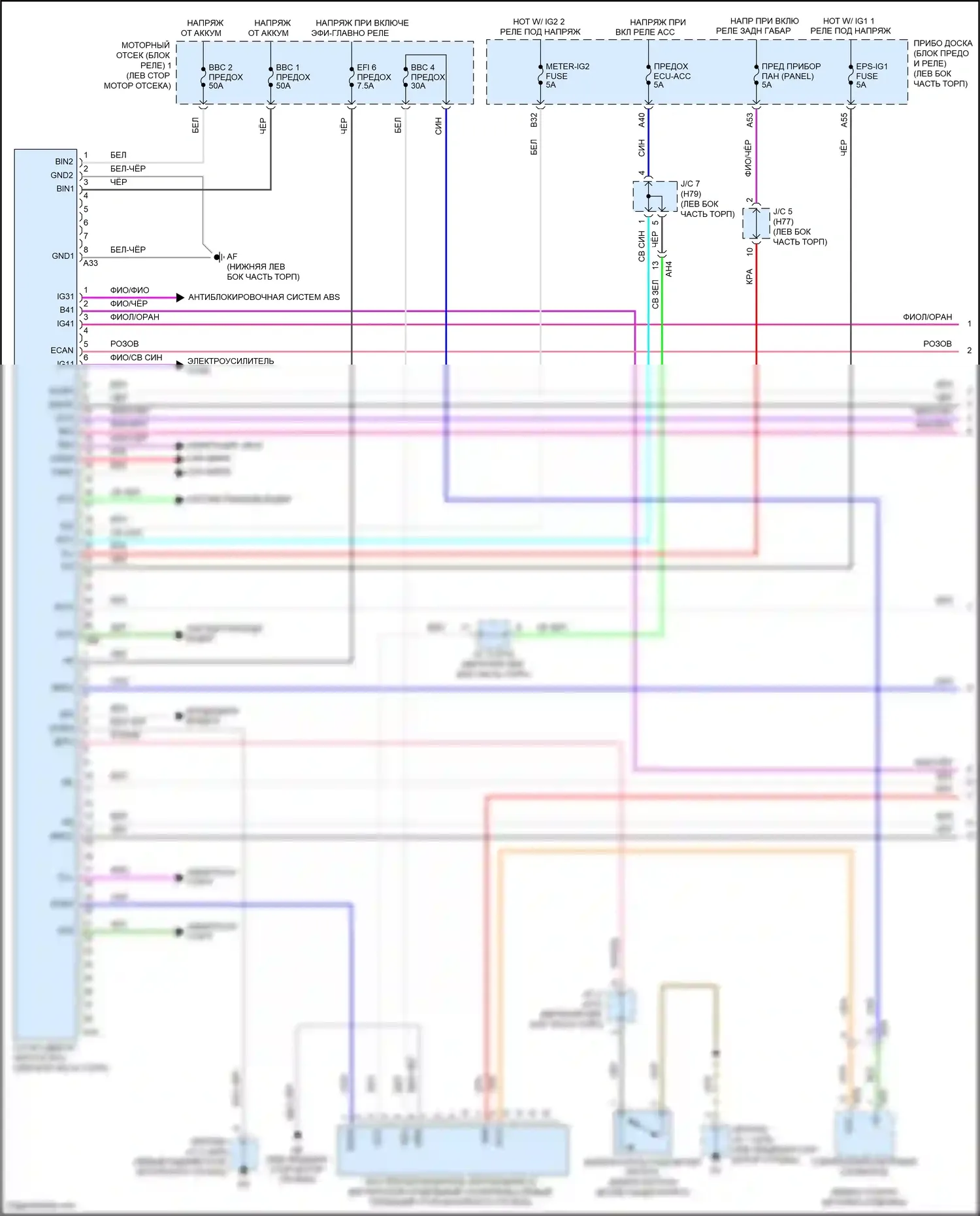 Highlander Toyota IV (2019-2024): Электросхема включения и выключения (1 из 3) 