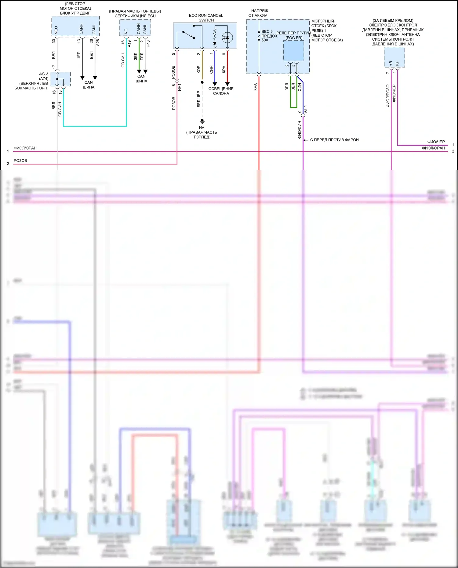 Highlander Toyota IV (2019-2024): Электросхема включения и выключения (2 из 3) 