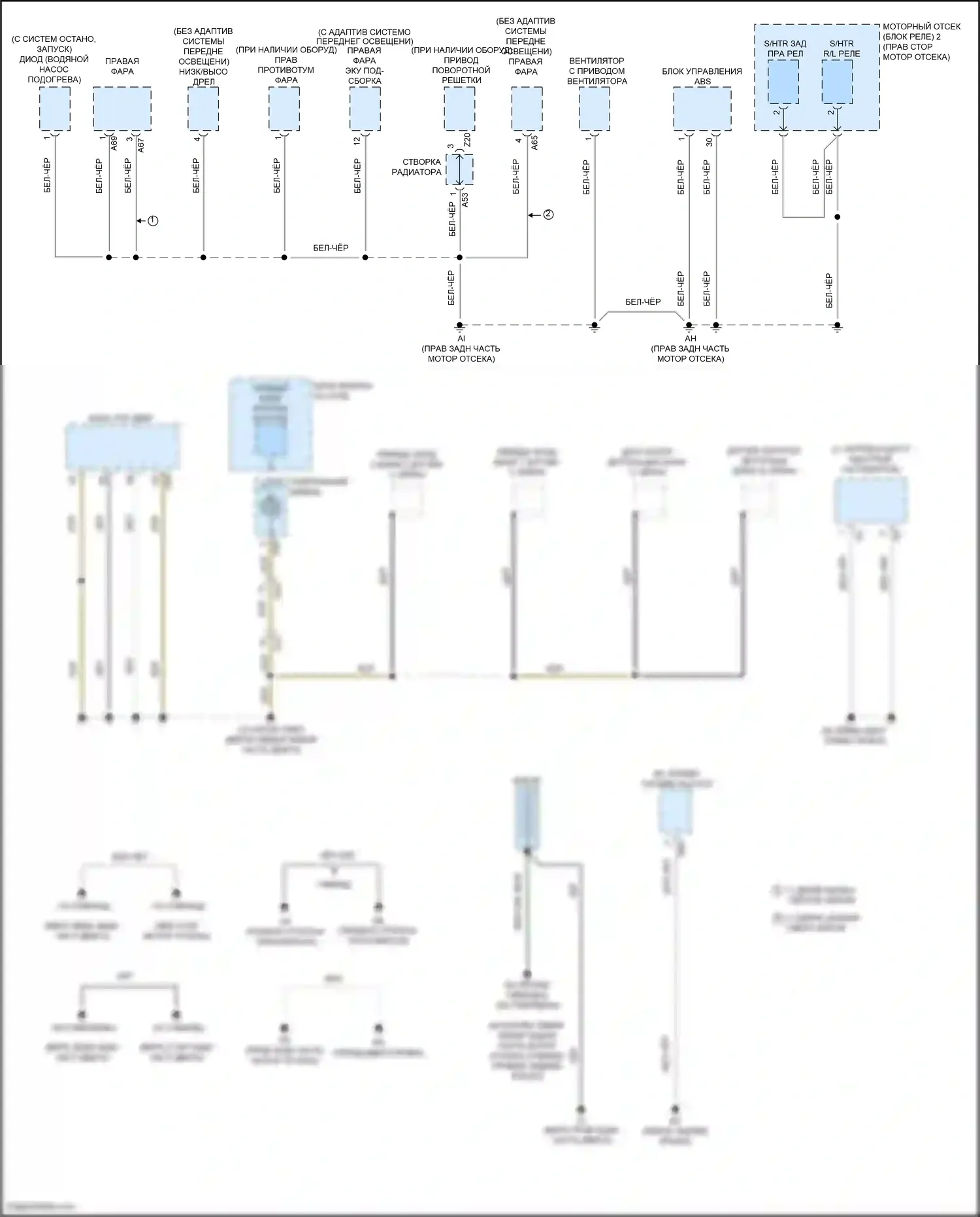 Highlander Toyota IV (2019-2024): Электросхема точек подключения масс (1 из 9) 