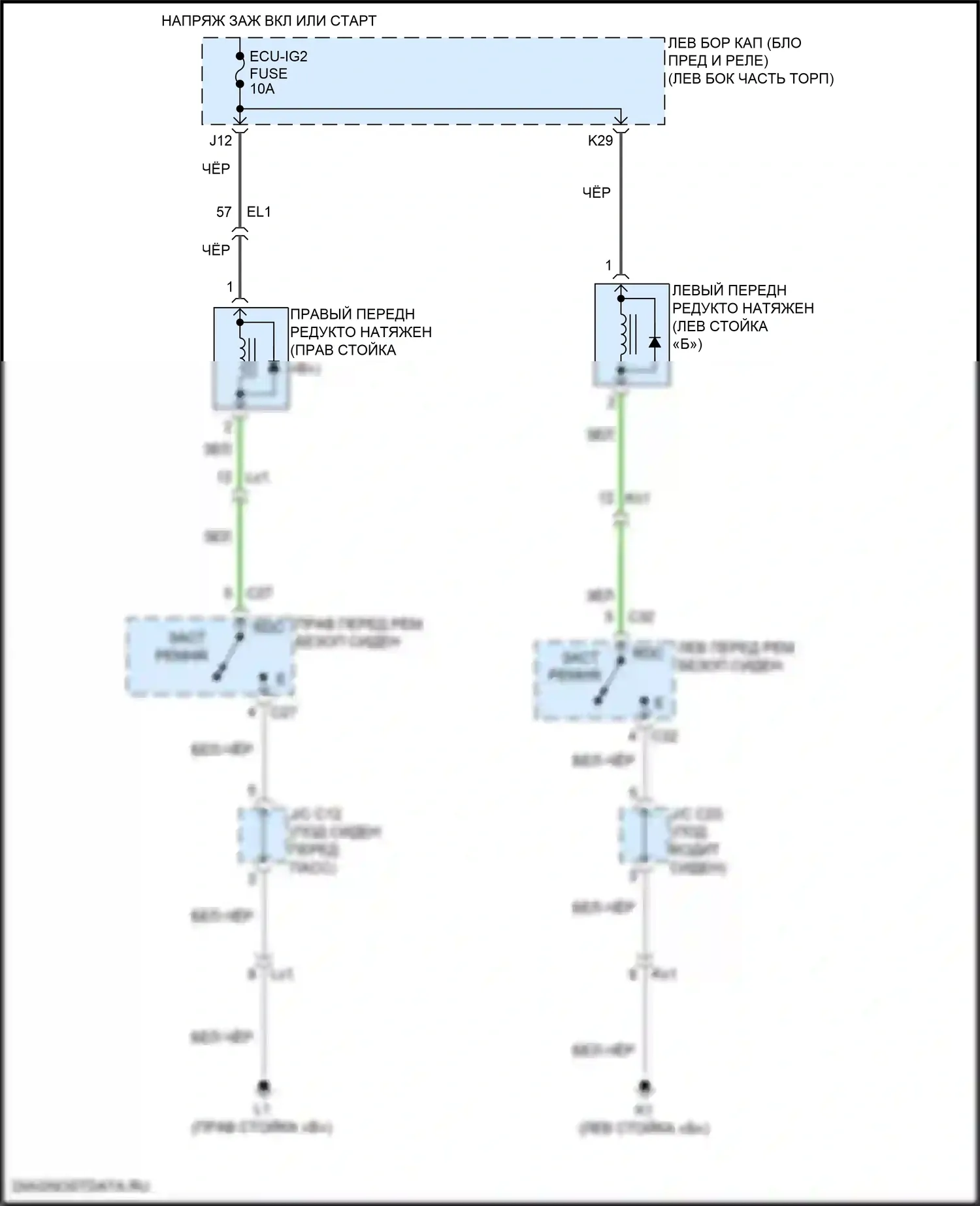 Land Cruiser Toyota 200 рестайлинг 2 (2015-2021): Электросхема подушек безопасности 