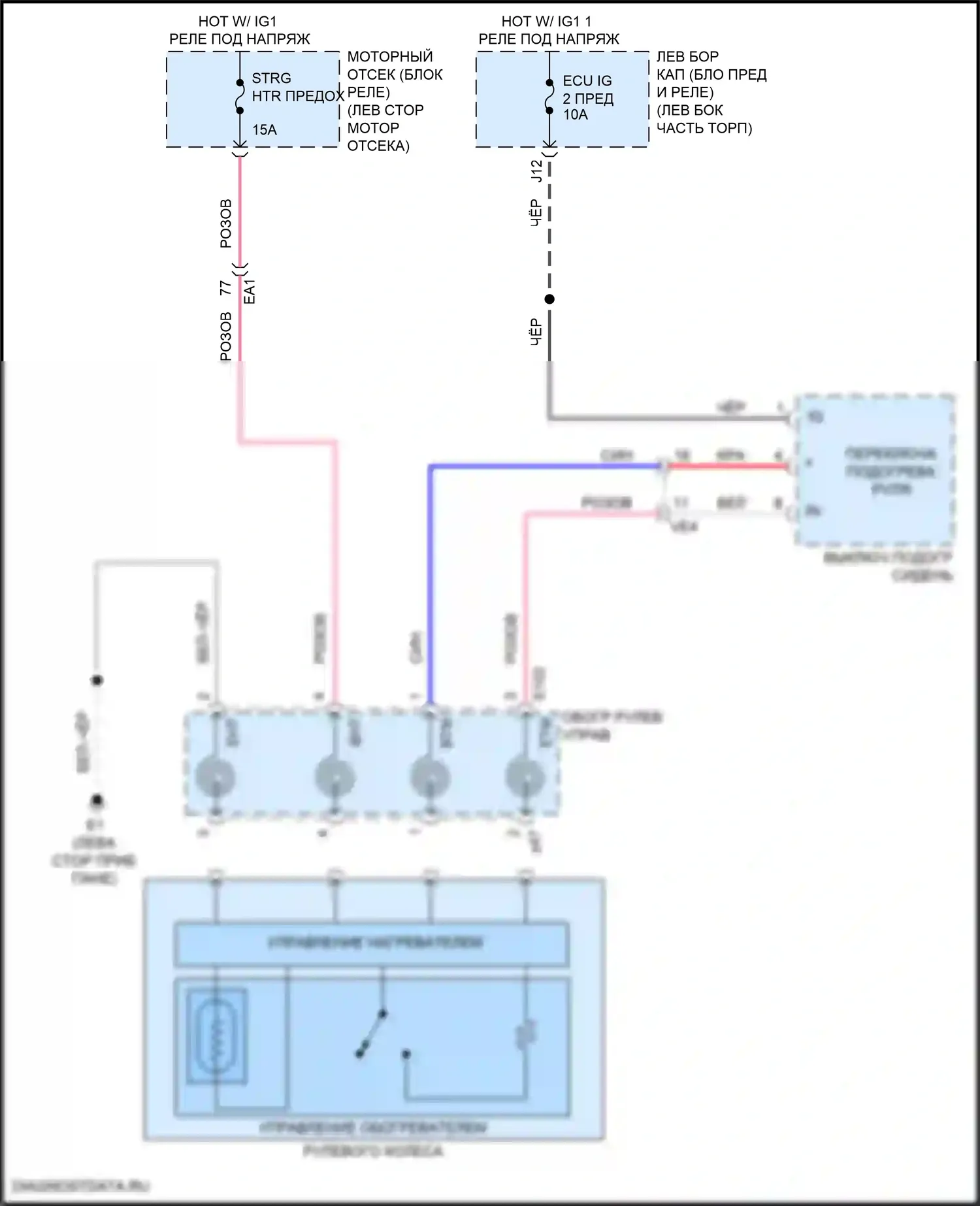 Land Cruiser Toyota 200 рестайлинг 2 (2015-2021): Электросхема рулевого колеса с подогревом 