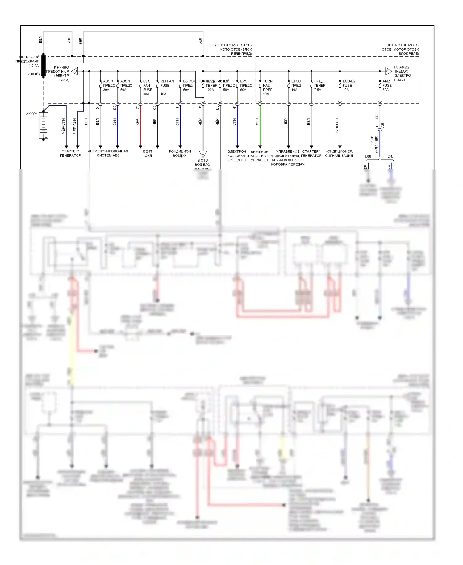 Matrix Toyota E140 (2008-2014): Электросхема блока предохранителей реле (1 из 3) 