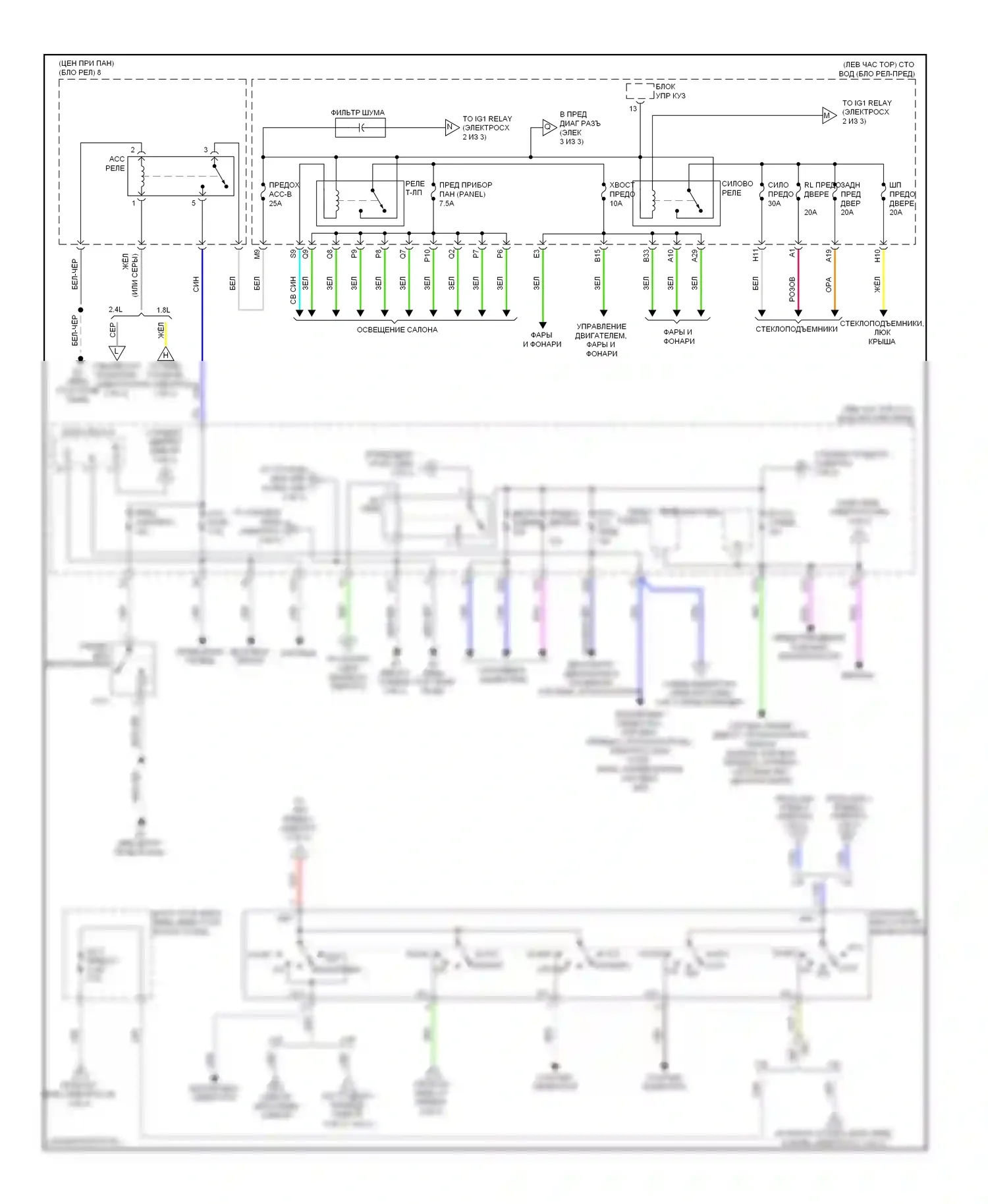 Matrix Toyota E140 (2008-2014): Электросхема блока предохранителей реле (2 из 3) 