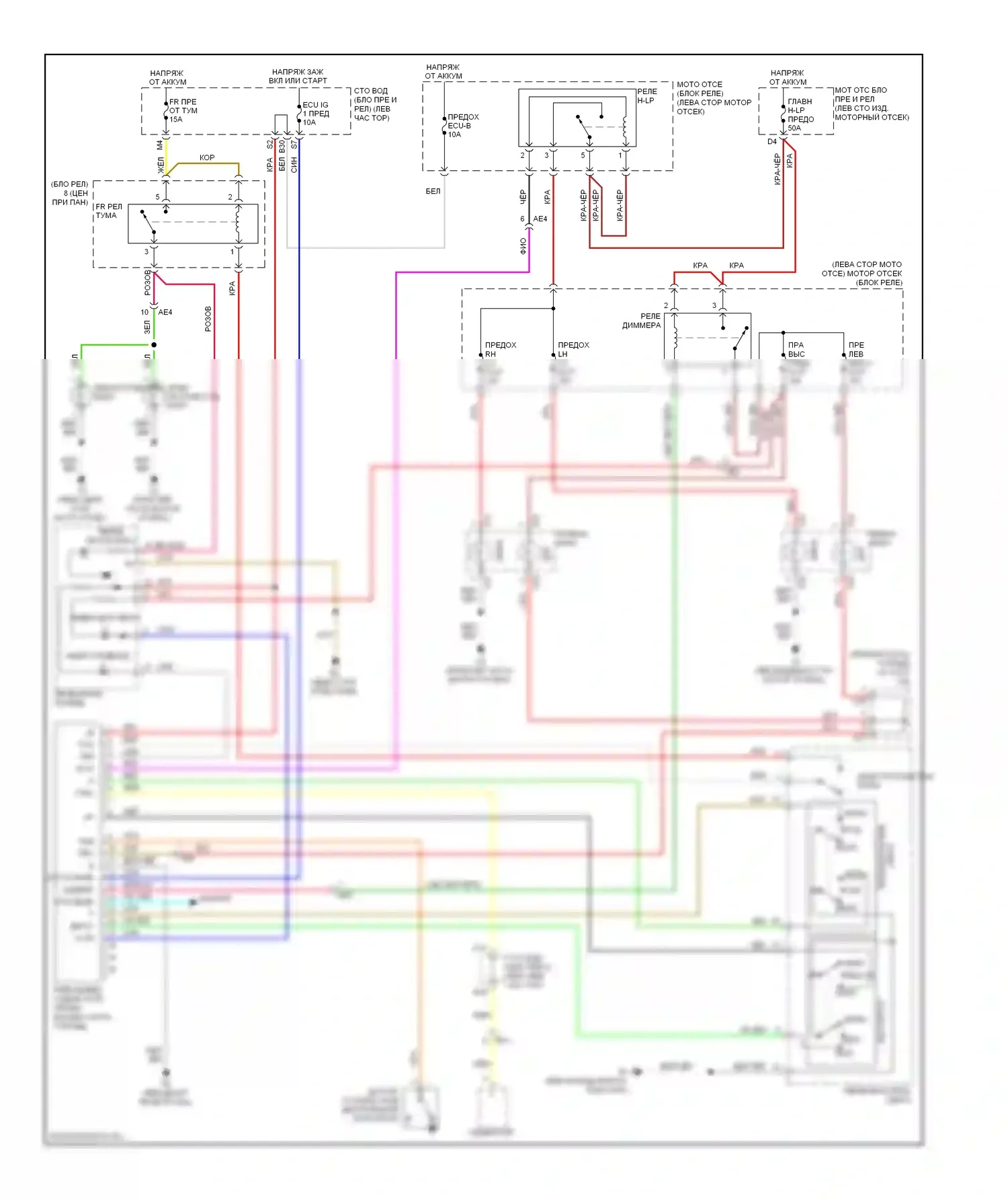 Matrix Toyota E140 (2008-2014): Электросхема фар 