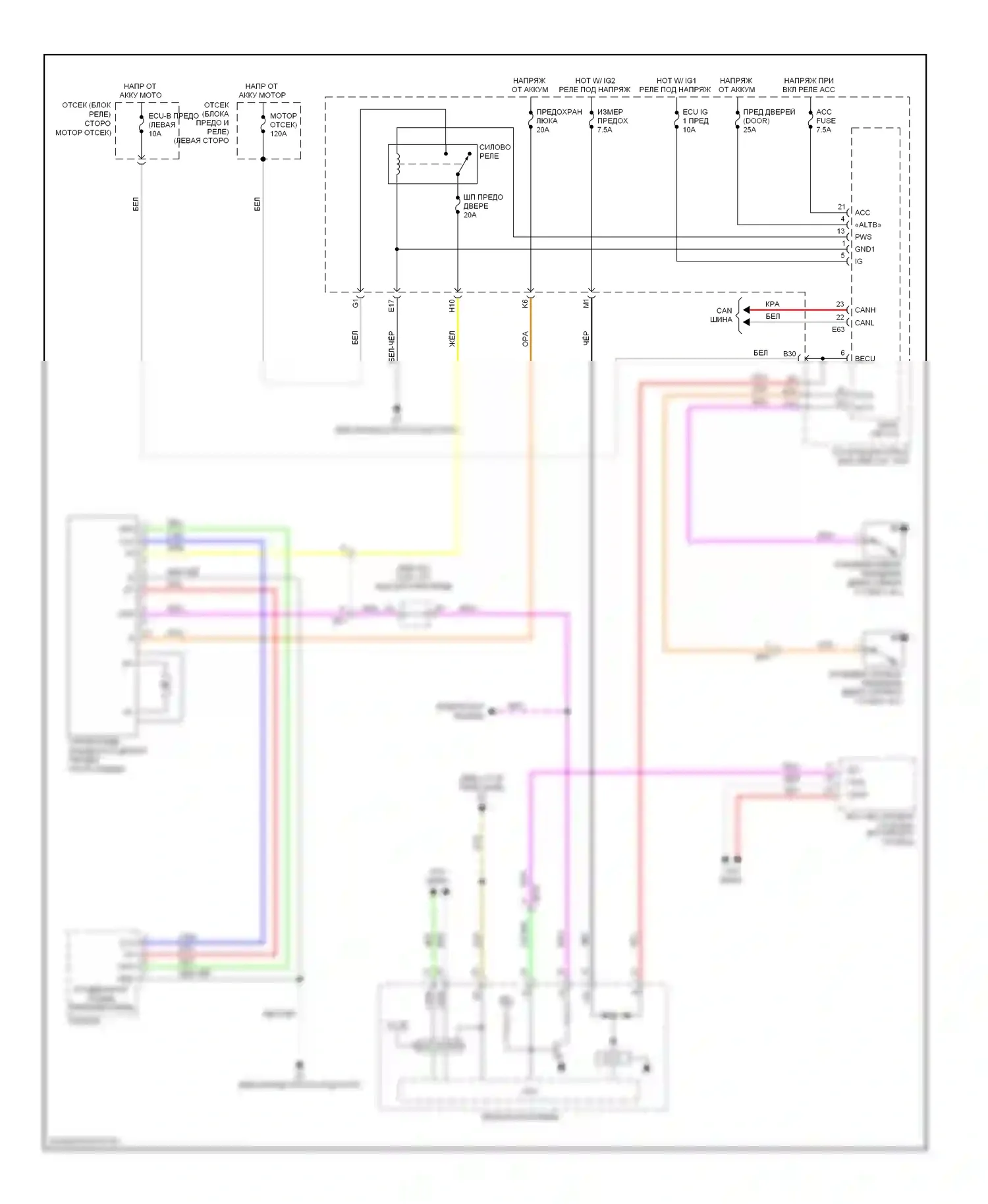 Matrix Toyota E140 (2008-2014): Электросхема складной крыши/люка 