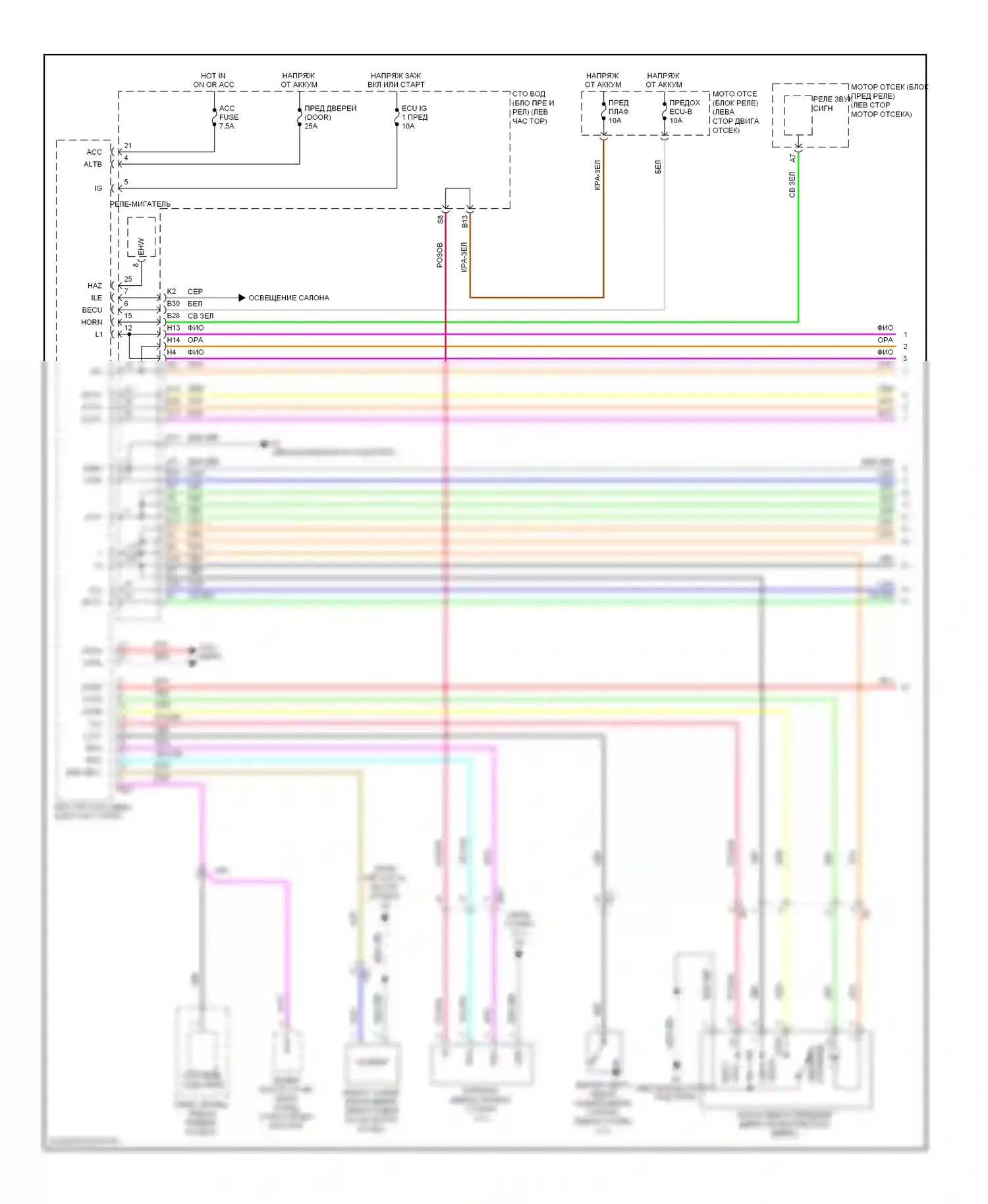 Matrix Toyota E140 (2008-2014): Электросхема центрального замка (1 из 2) 