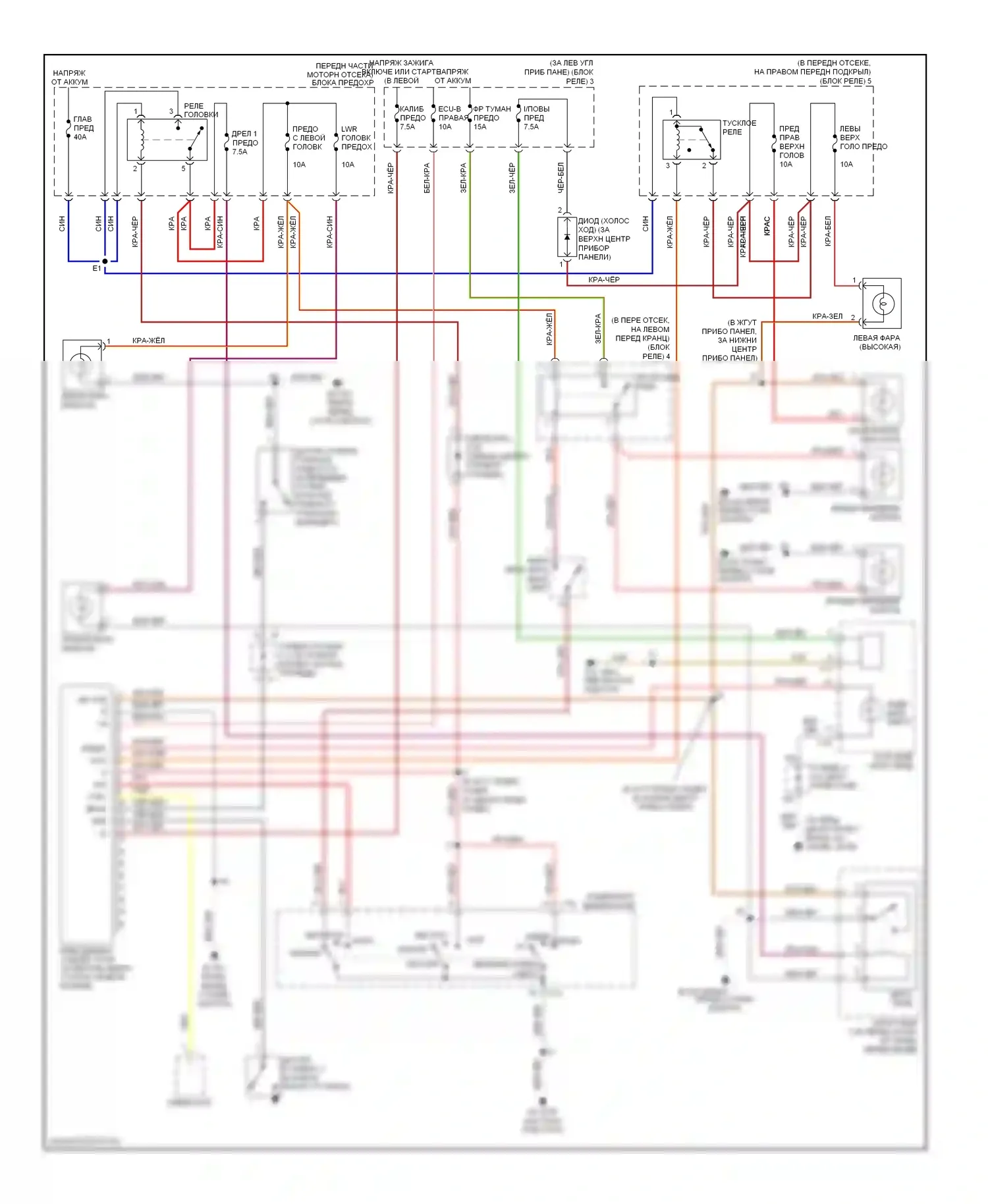 MR2 Toyota W30 (1999-2007): Электросхема фар 