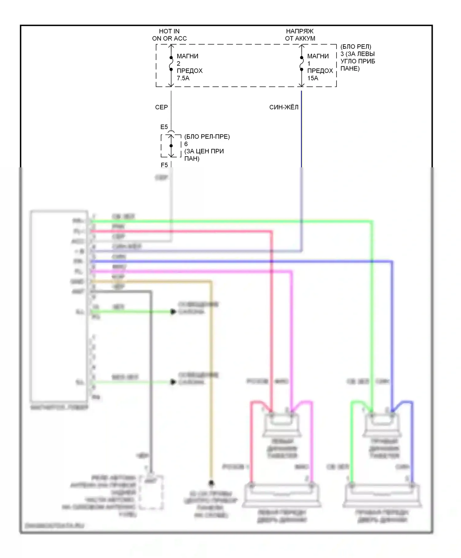 MR2 Toyota W30 (1999-2007): Электросхема магнитолы 