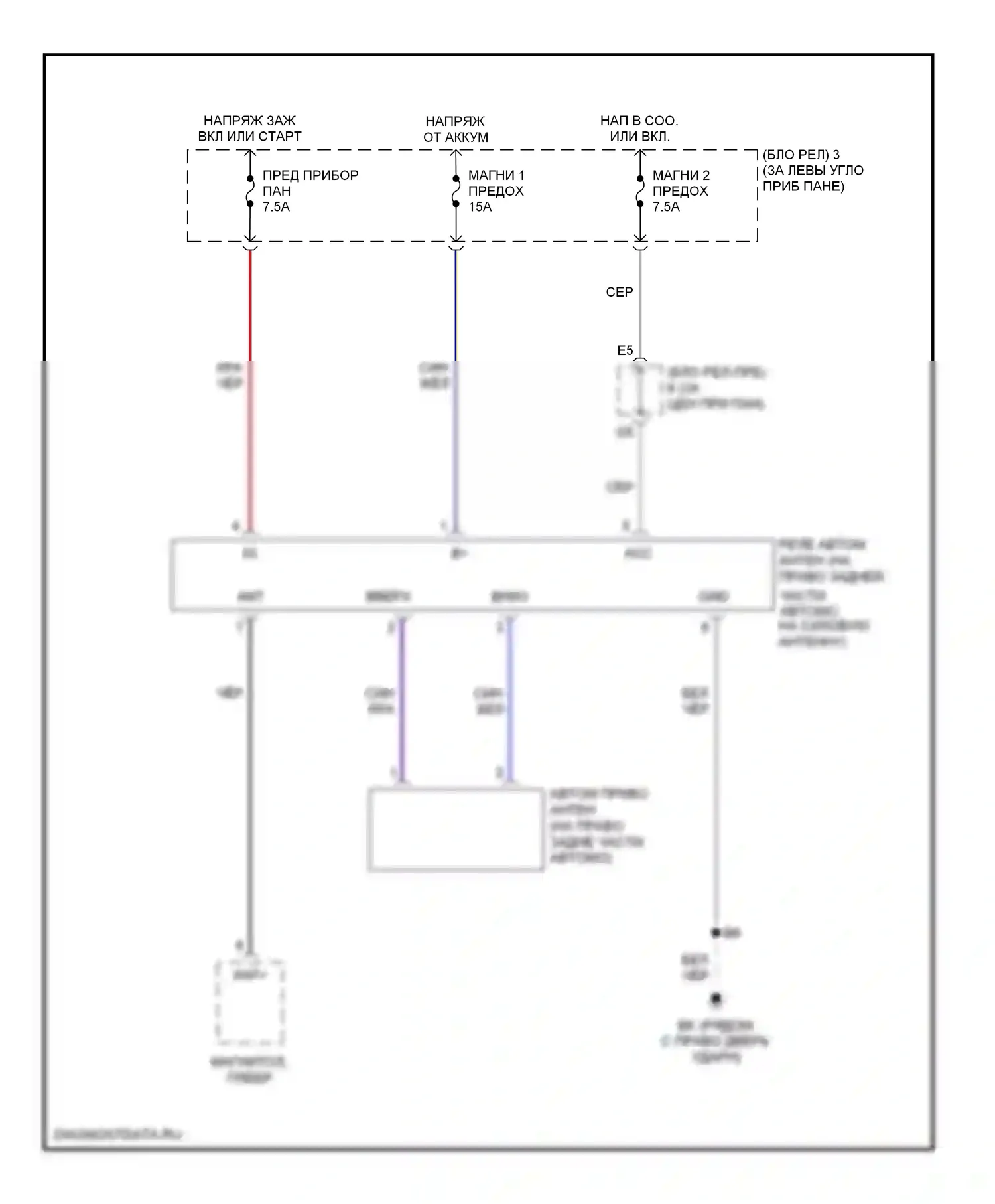 MR2 Toyota W30 (1999-2007): Электросхема силовой антенны 