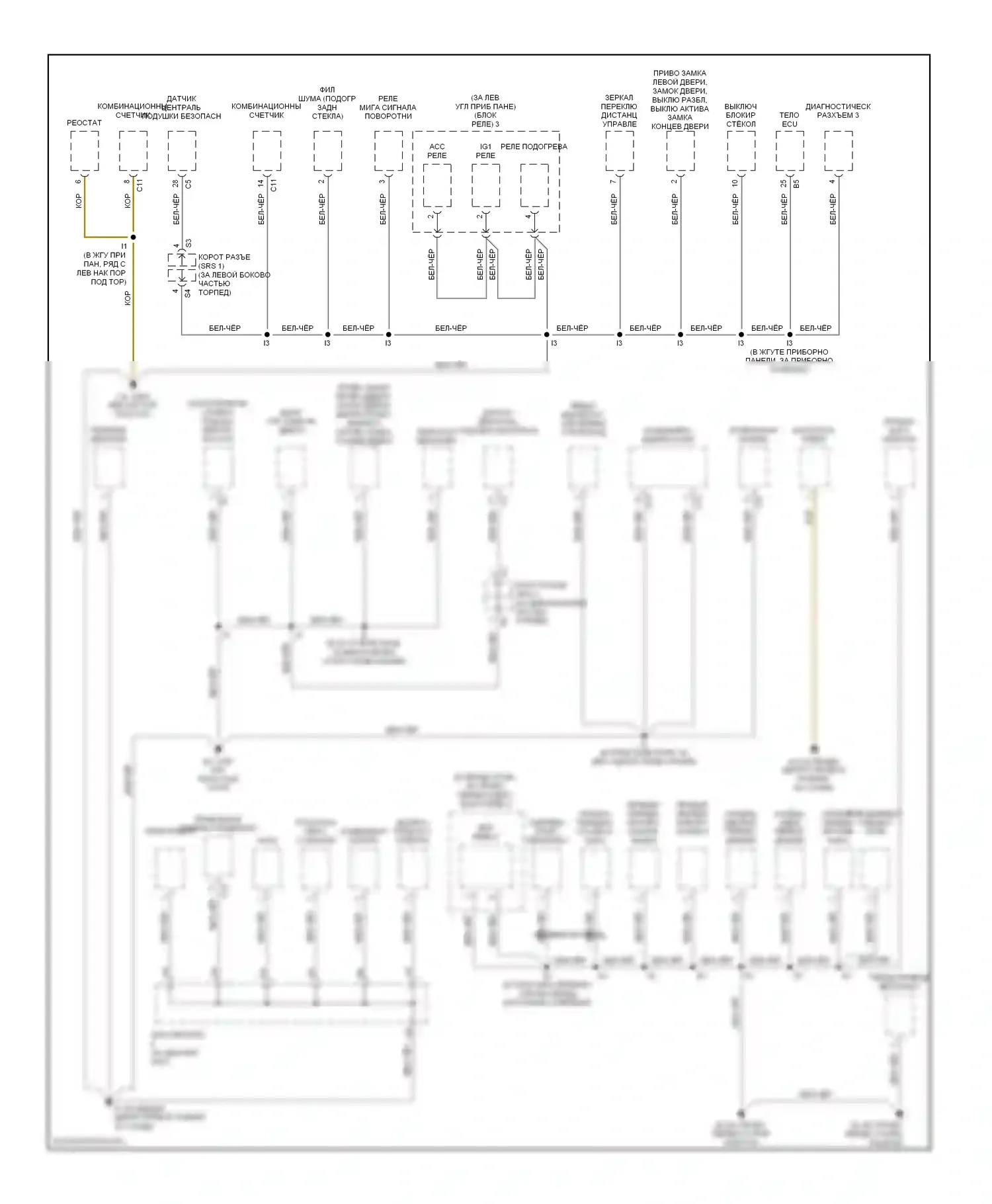 MR2 Toyota W30 (1999-2007): Электросхема разводки массы (2 из 2) 