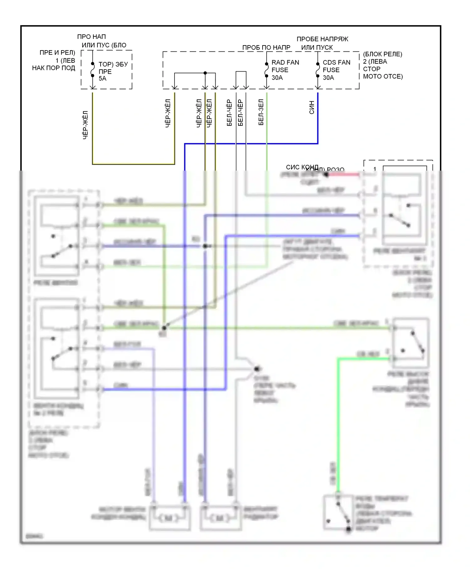 Paseo Toyota L50 (1996-1999): Электросхема вентилятора охлаждения 