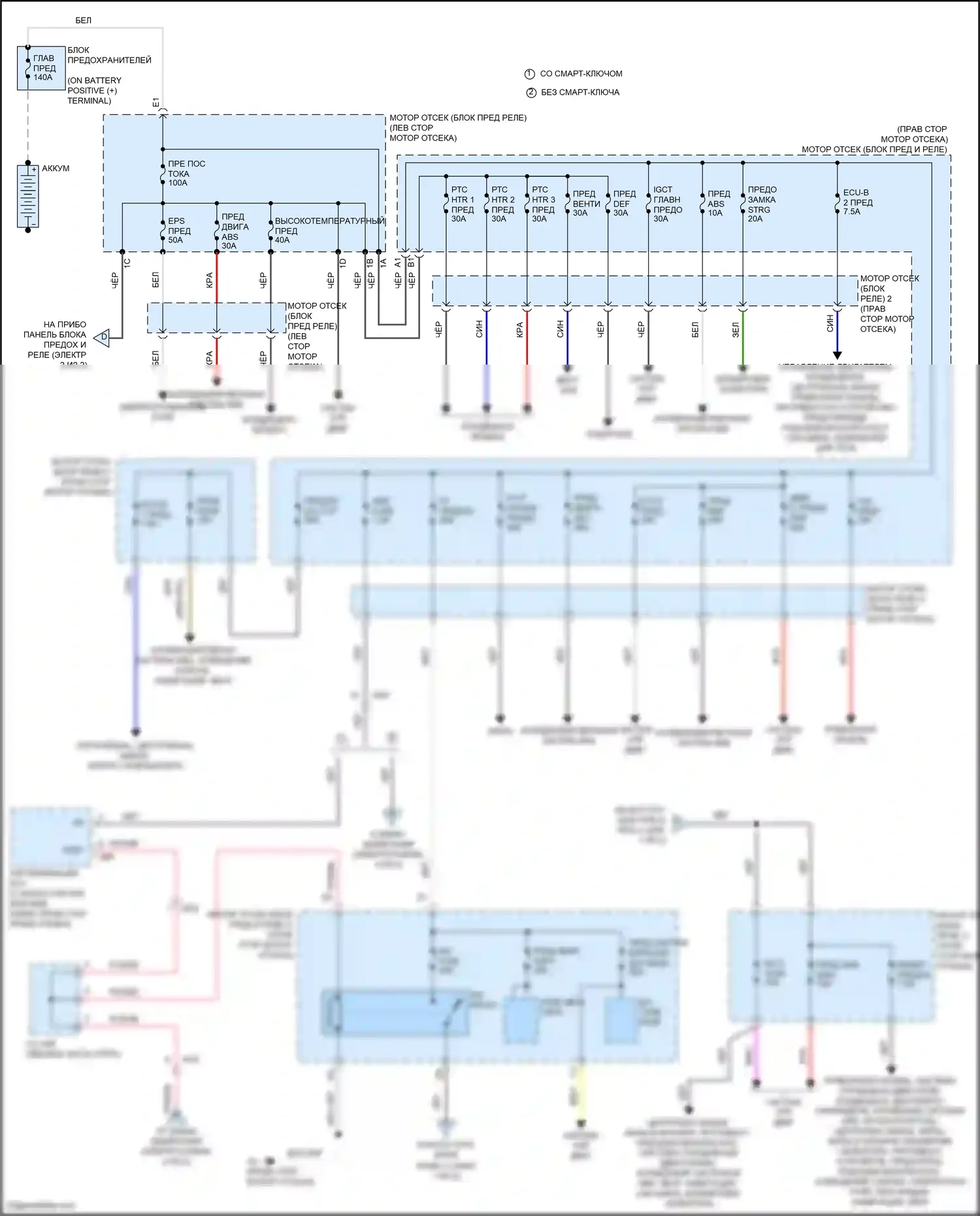 Prius C Toyota I рестайлинг (2014-2020): Электросхема блока предохранителей реле (1 из 2) 