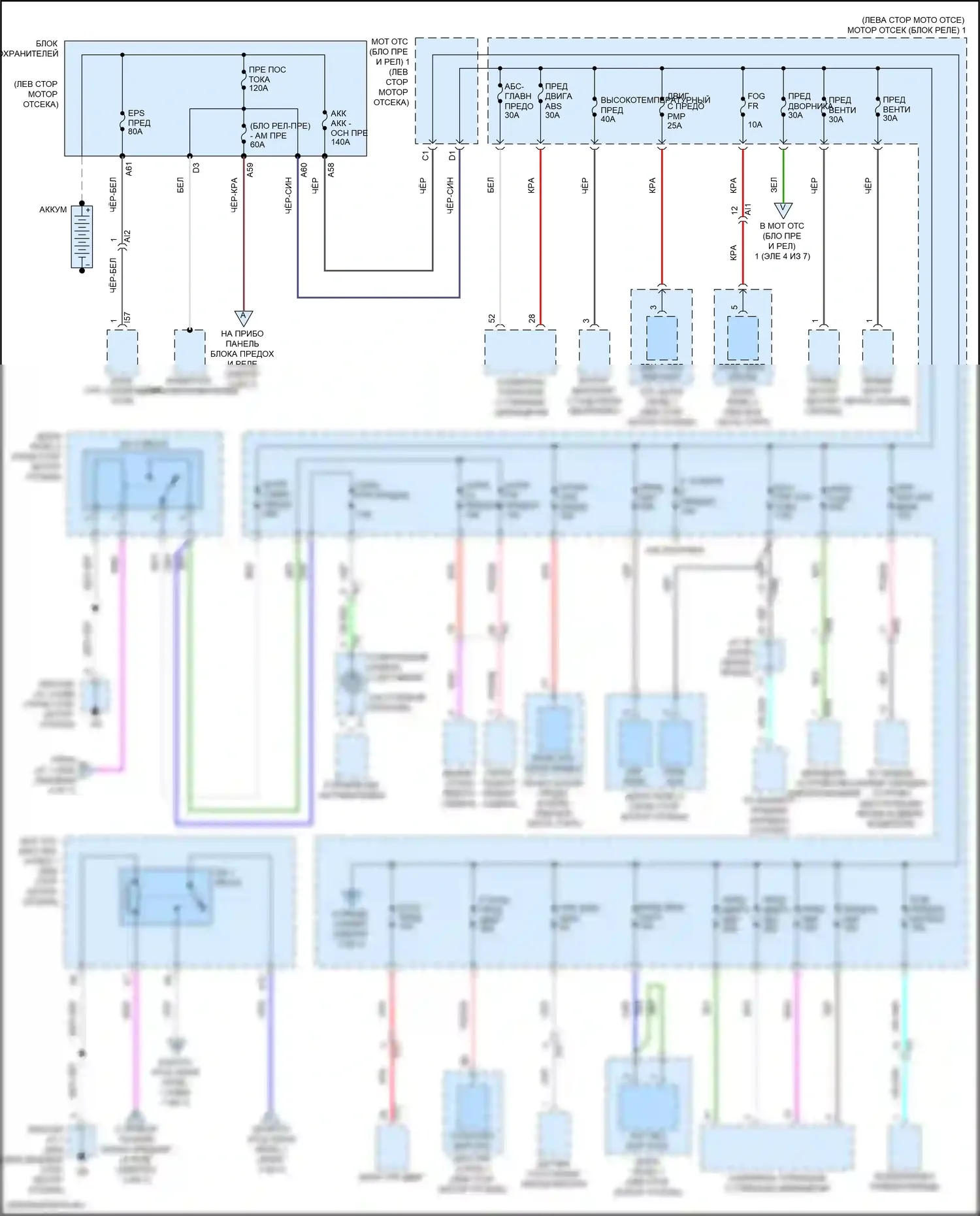 Prius PHV Toyota IV (2017-2024): Электросхема блока предохранителей реле (1 из 7) 