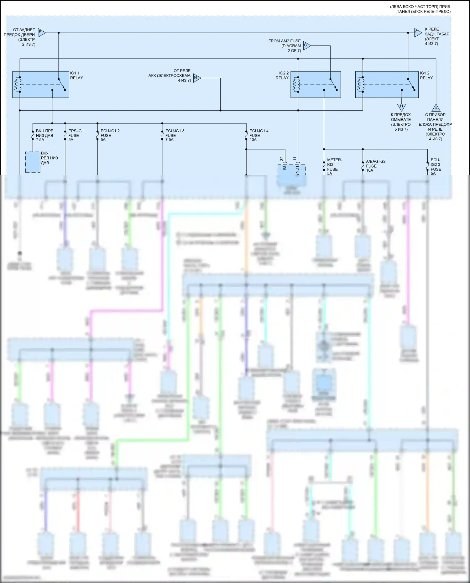 Prius PHV Toyota IV (2017-2024): Электросхема блока предохранителей реле (3 из 7) 