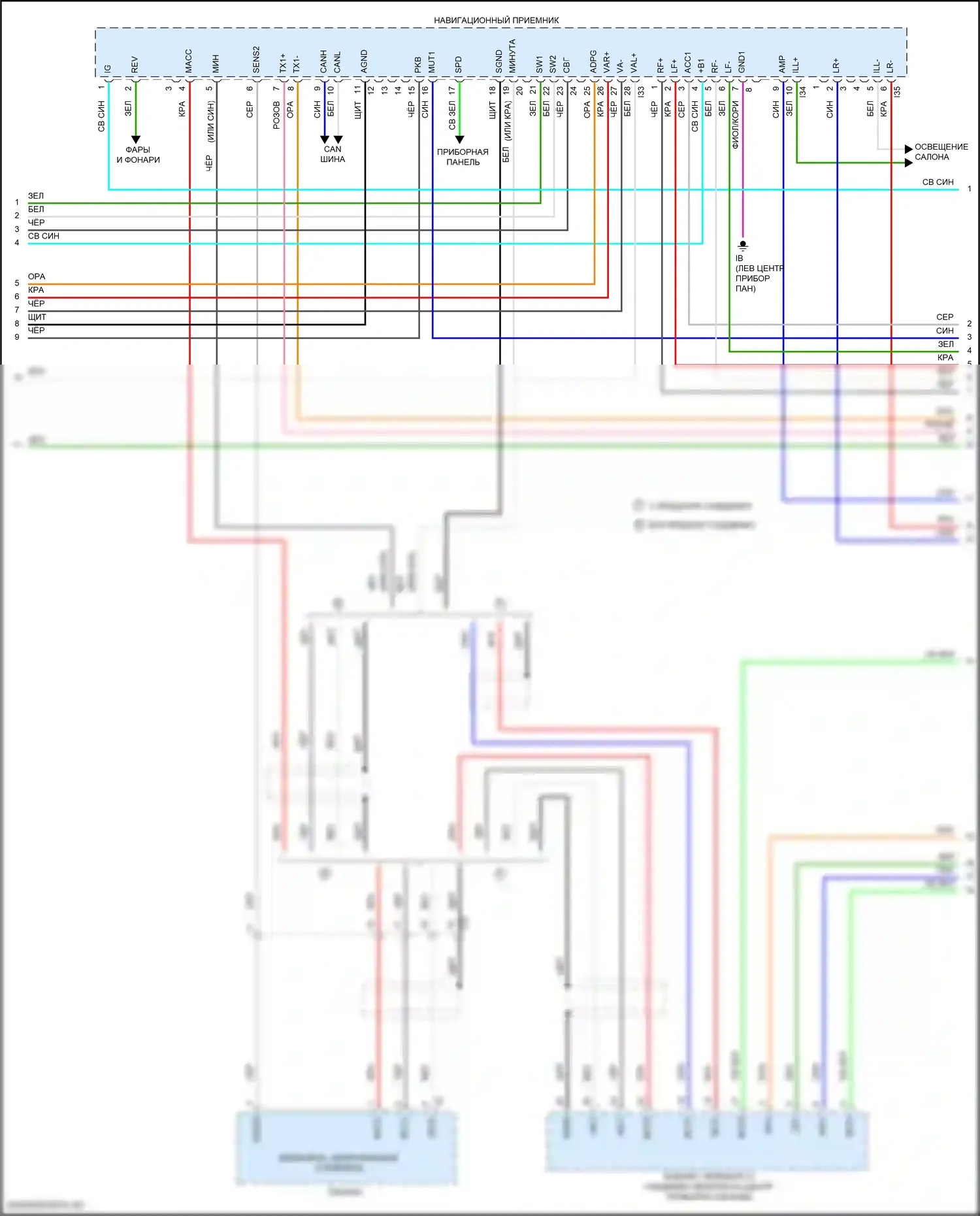 Prius PHV Toyota IV (2017-2024): Электросхема магнитолы, с отдельным усилителем (3 из 4) 