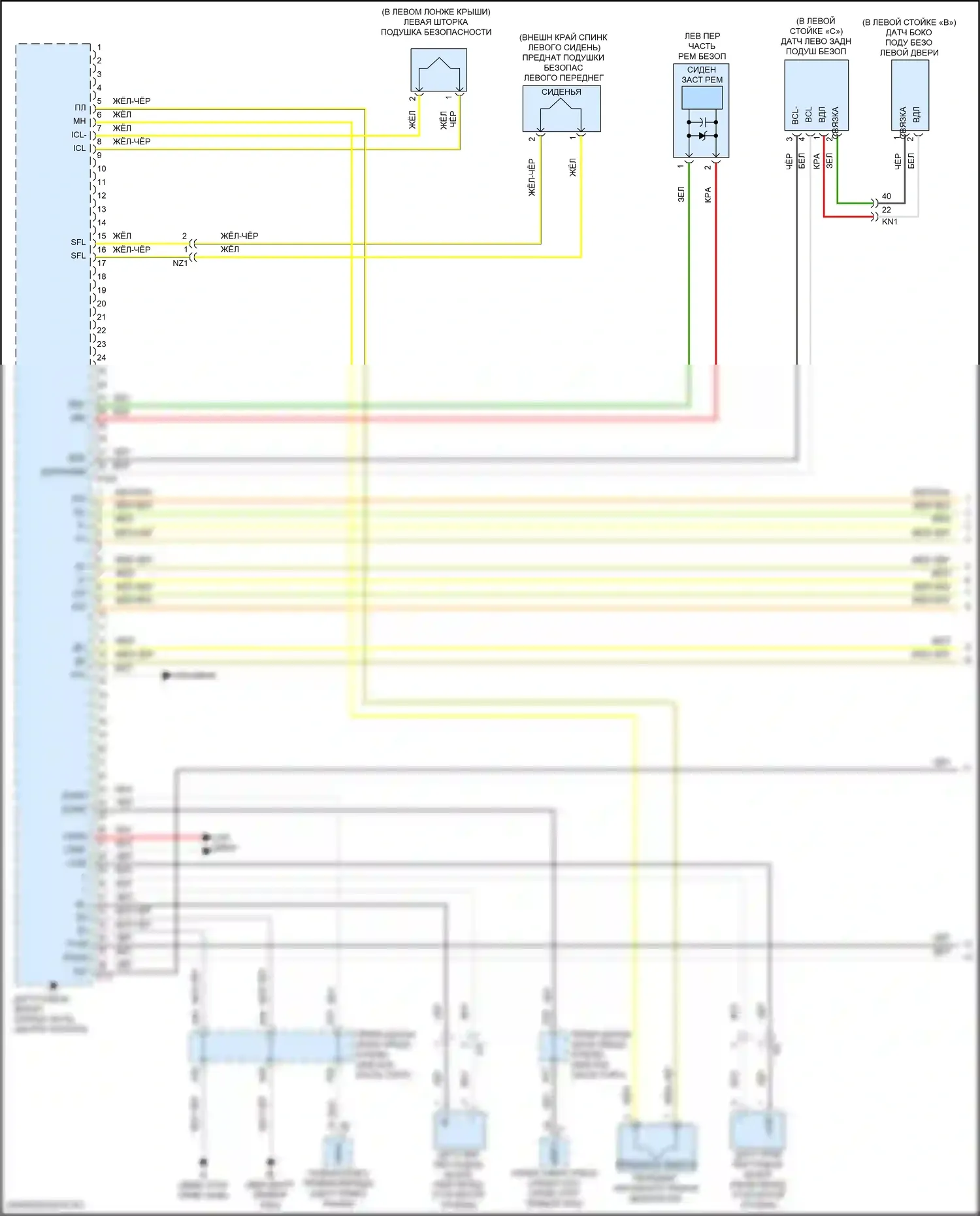 Prius PHV Toyota IV (2017-2024): Электросхема подушек безопасности (1 из 3) 