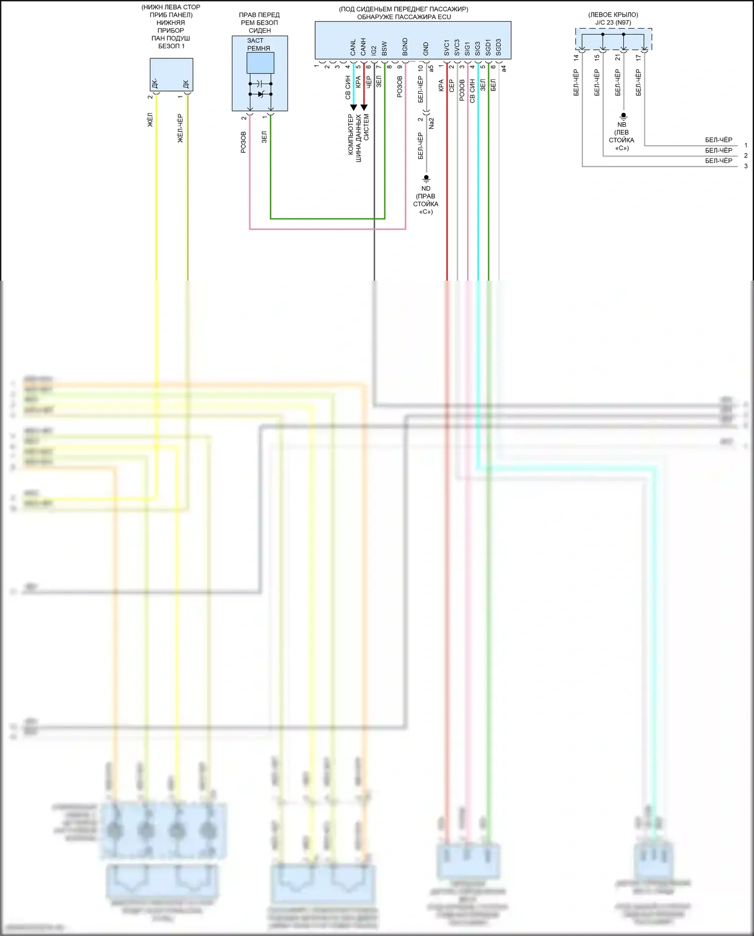 Prius PHV Toyota IV (2017-2024): Электросхема подушек безопасности (2 из 3) 