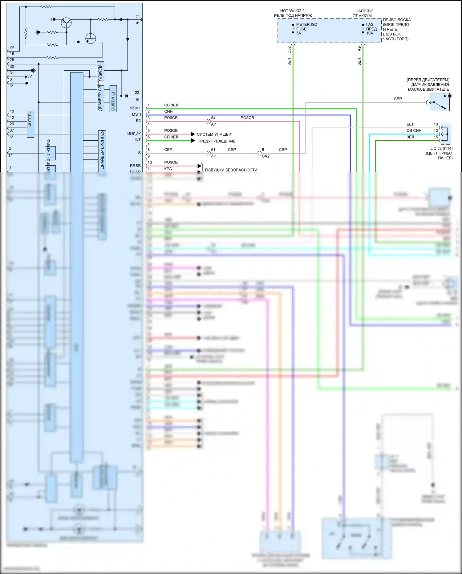 Prius PHV Toyota IV (2017-2024): Электросхема приборной панели (1 из 3) 