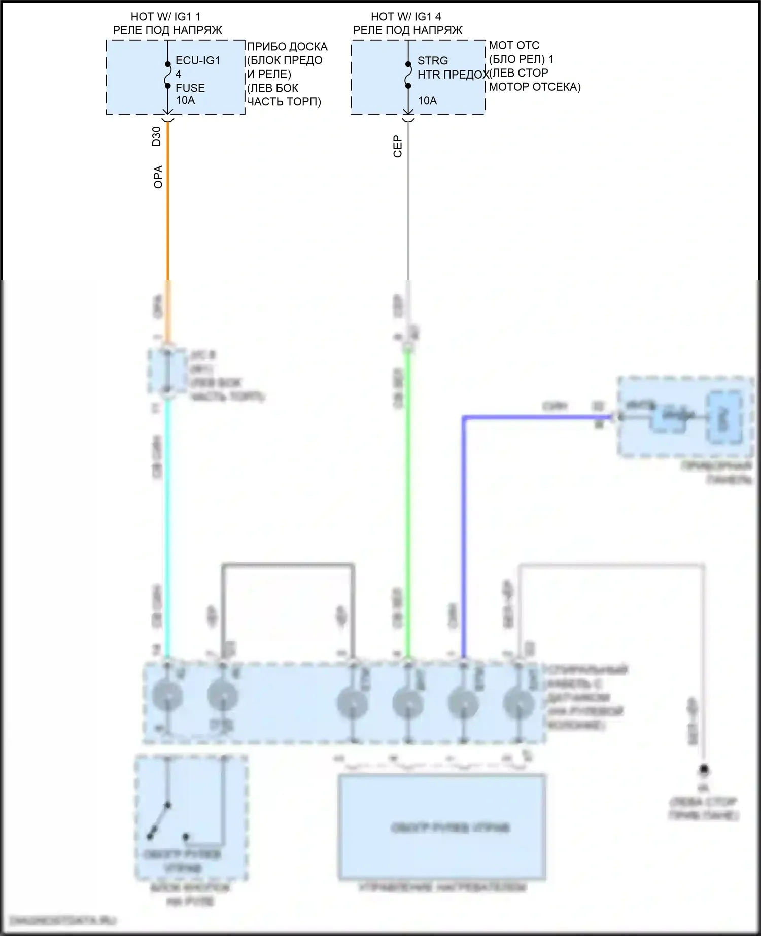 Prius PHV Toyota IV (2017-2024): Электросхема рулевого колеса с подогревом 