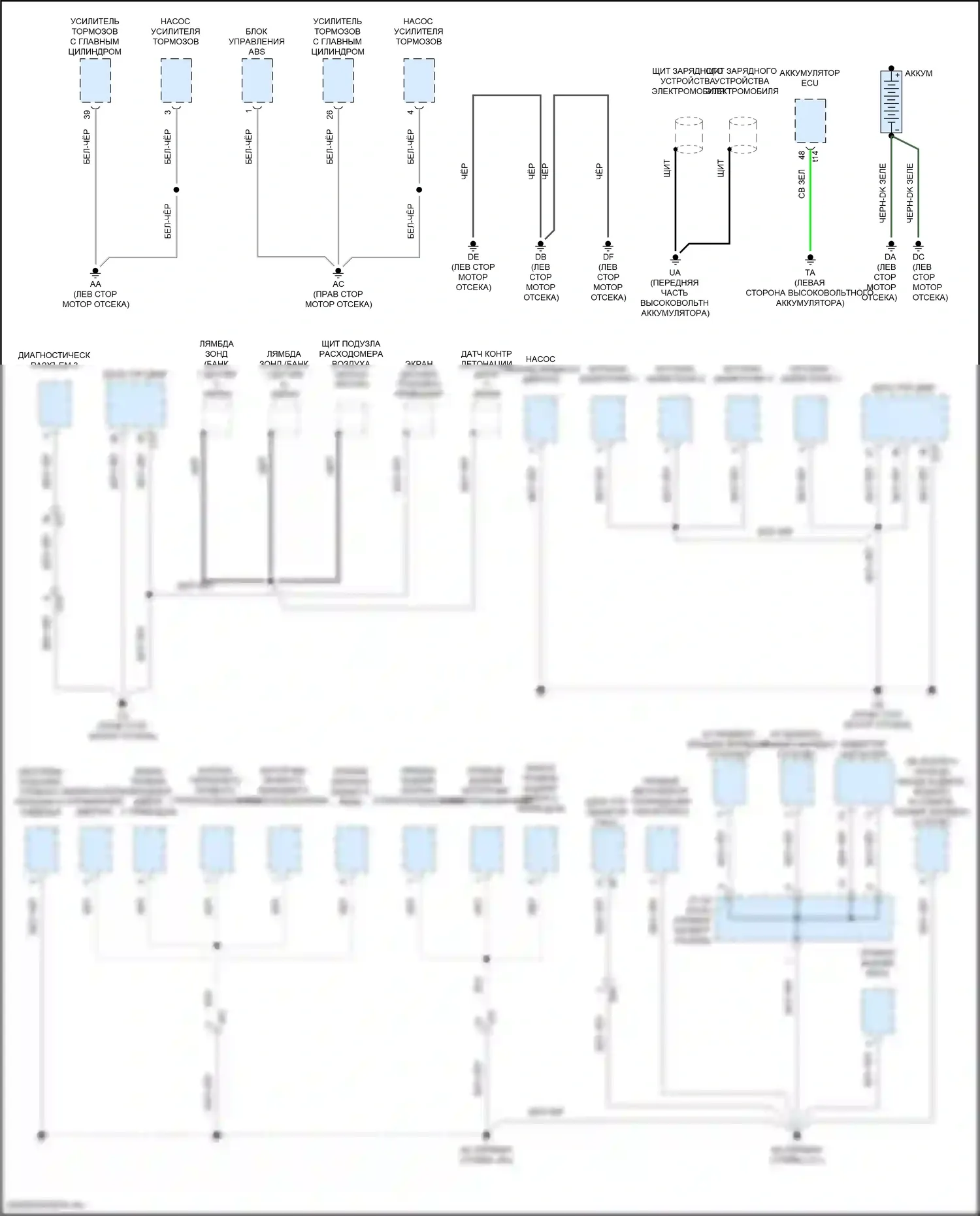 Prius PHV Toyota IV (2017-2024): Электросхема точек подключения масс (2 из 5) 