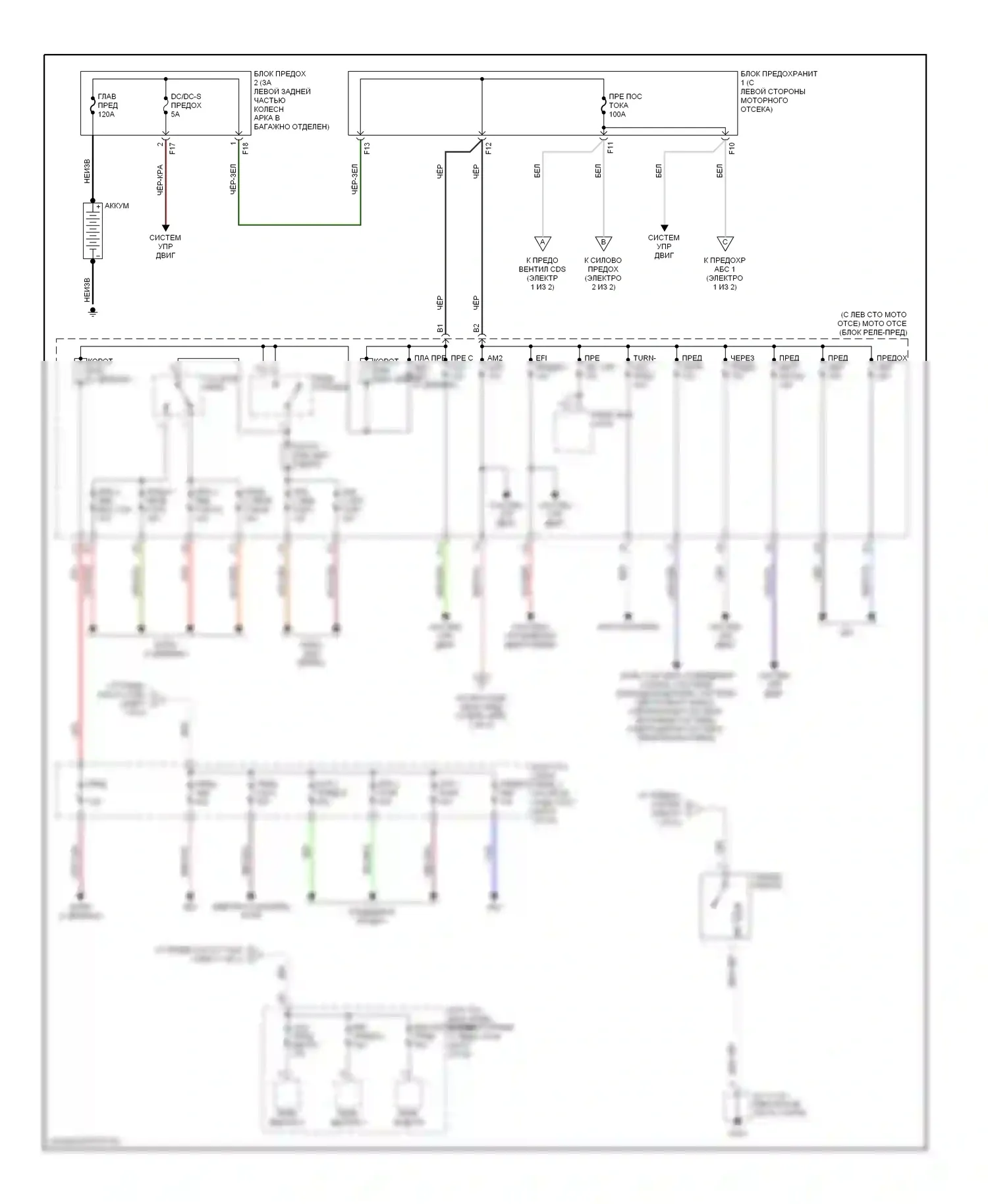 Prius Toyota I рестайлинг (2000-2003): Электросхема блока предохранителей реле (1 из 2) 