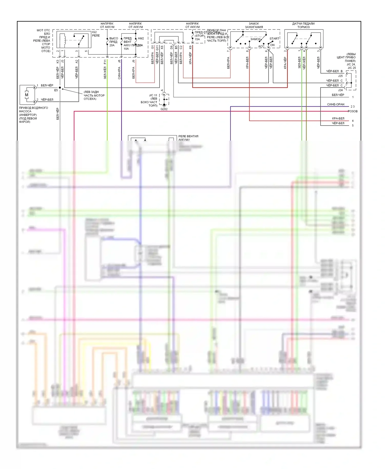 Prius Toyota I рестайлинг (2000-2003): Электросхема гибридной системы двигателя (2 из 3) 