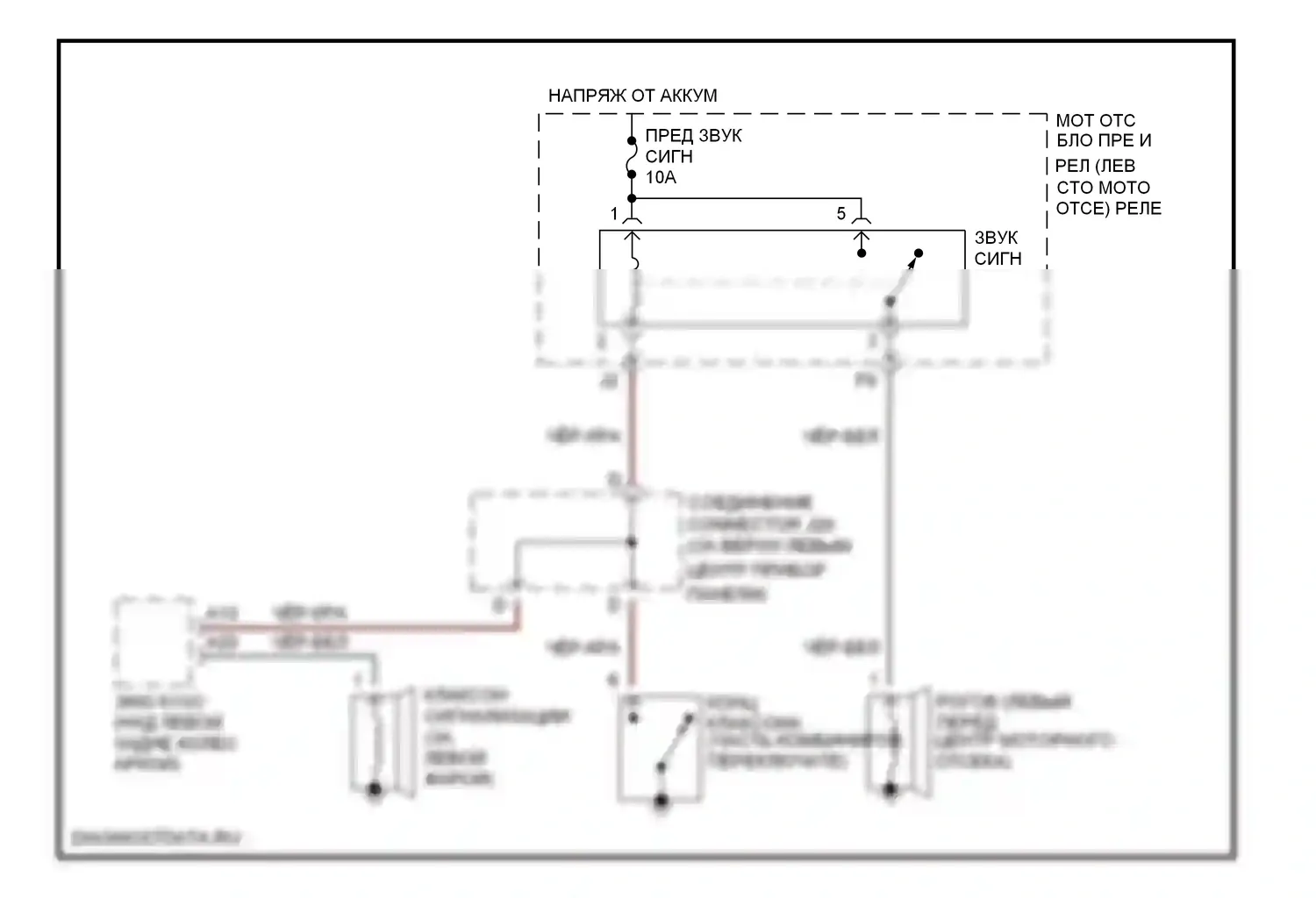 Prius Toyota I рестайлинг (2000-2003): Электросхема клаксона 