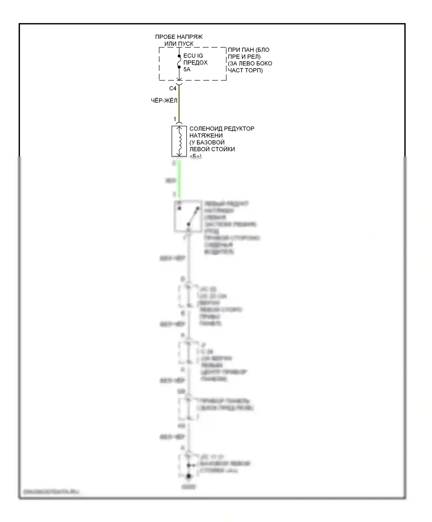 Prius Toyota I рестайлинг (2000-2003): Электросхема пассивного удерживающего устройства 