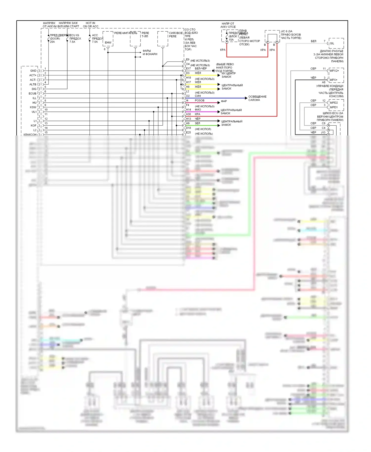 Prius Toyota II рестайлинг (2005-2011): Электросхема блоков управления кузовом 