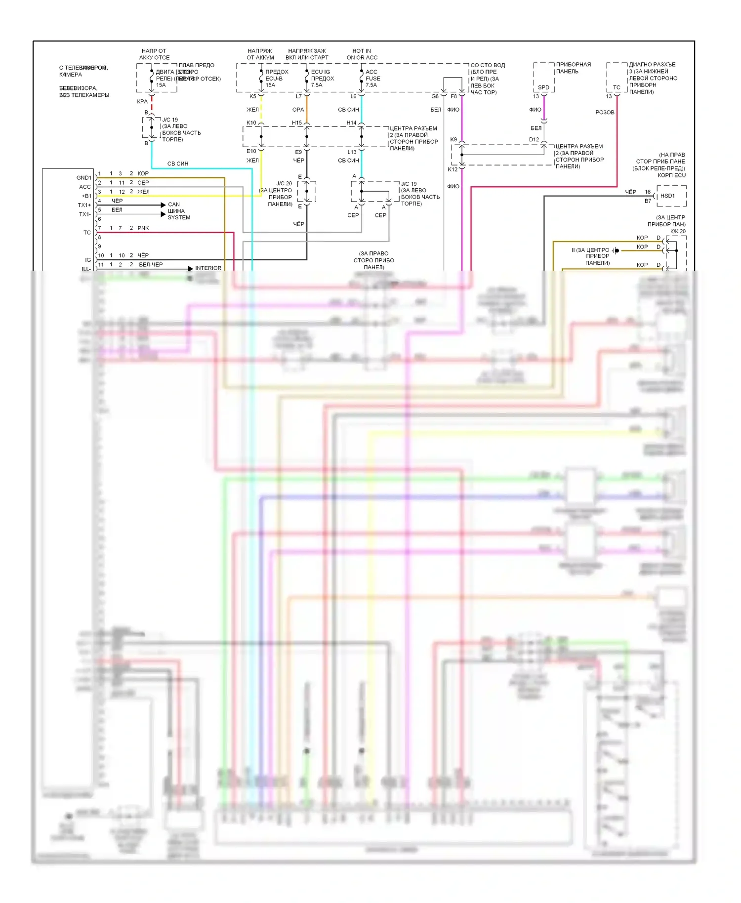 Prius Toyota II рестайлинг (2005-2011): Электросхема магнитолы 