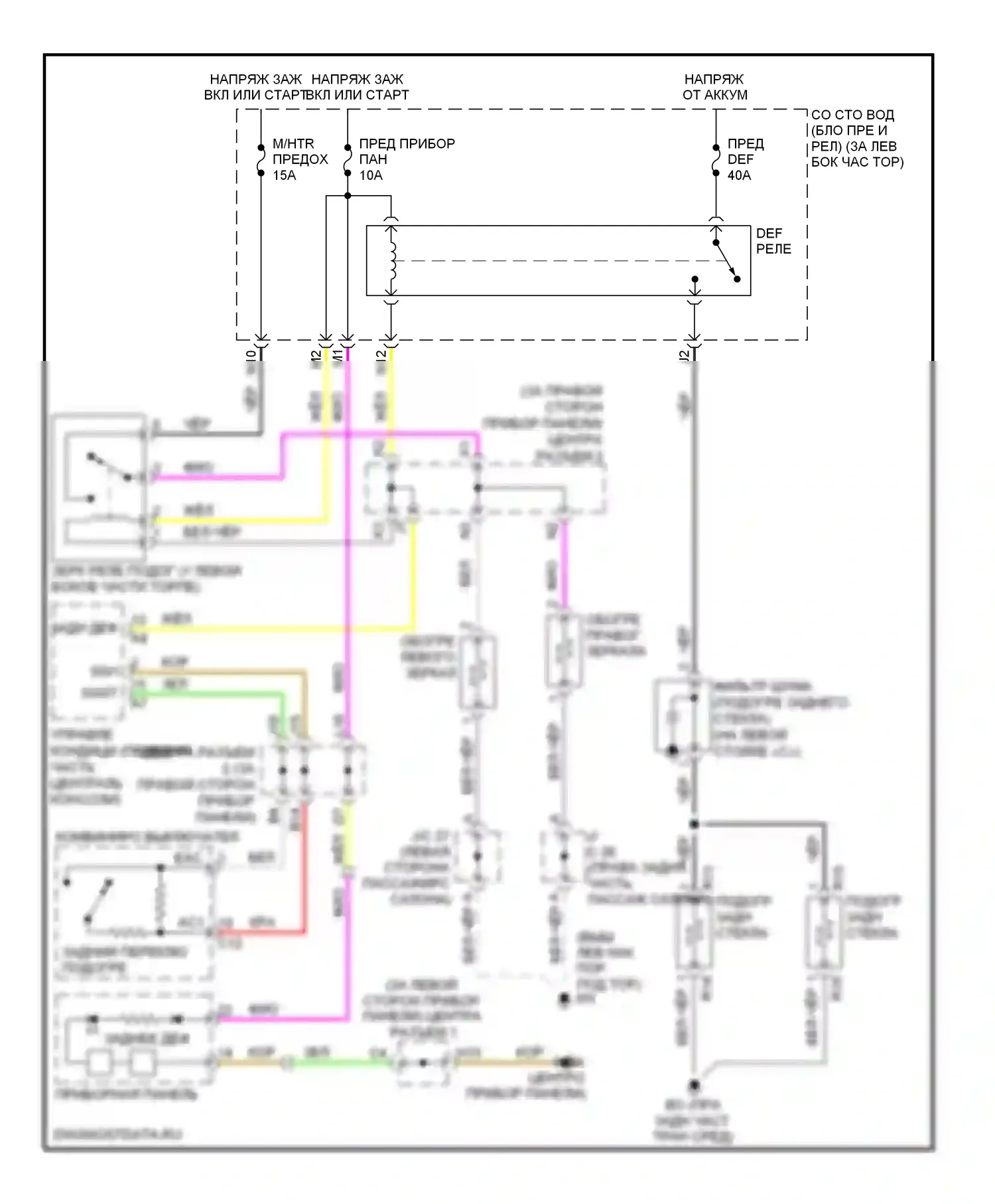 Prius Toyota II рестайлинг (2005-2011): Электросхема подогрева стекол 