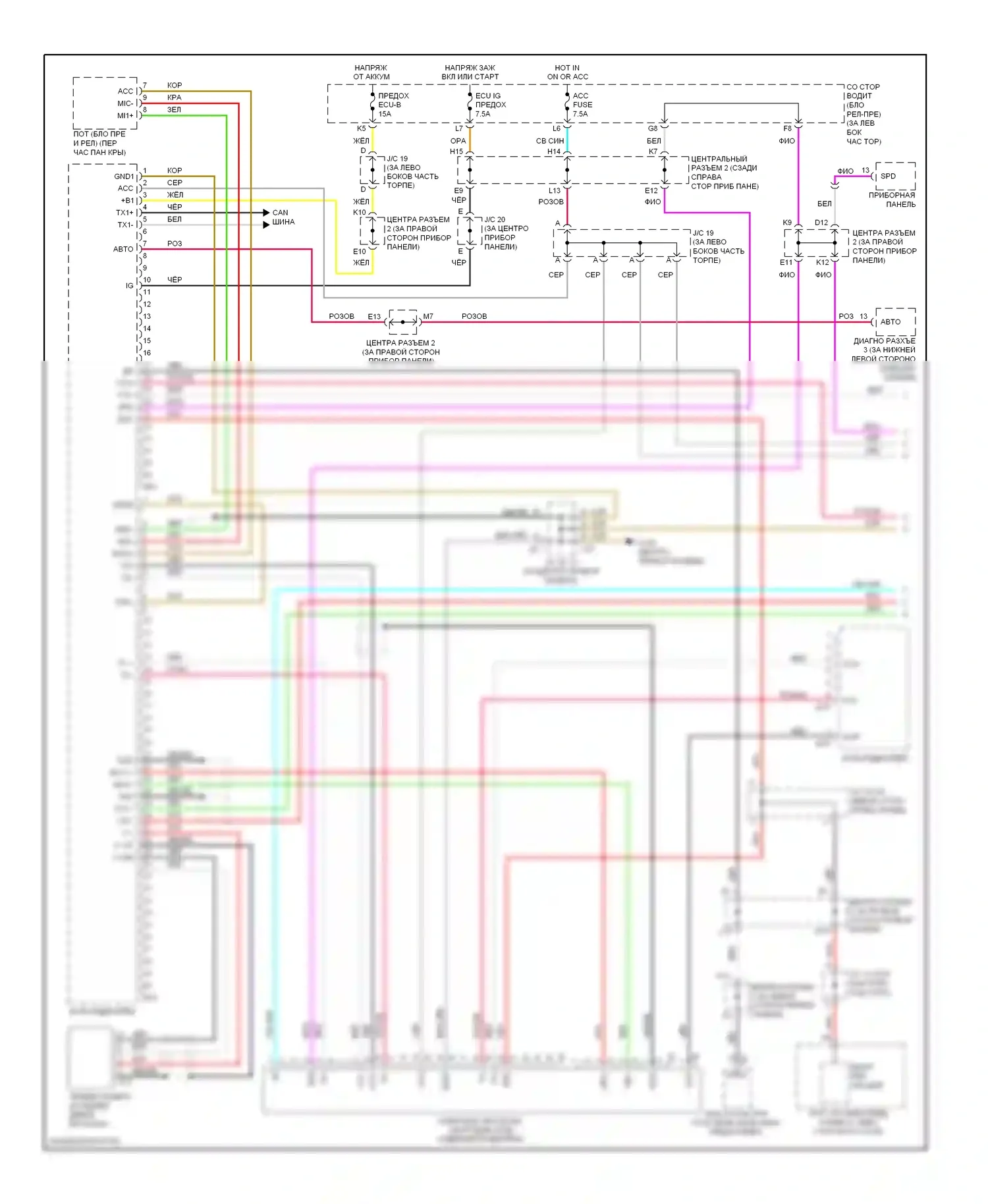 Prius Toyota II рестайлинг (2005-2011): Электросхема навигации (1 из 2) 