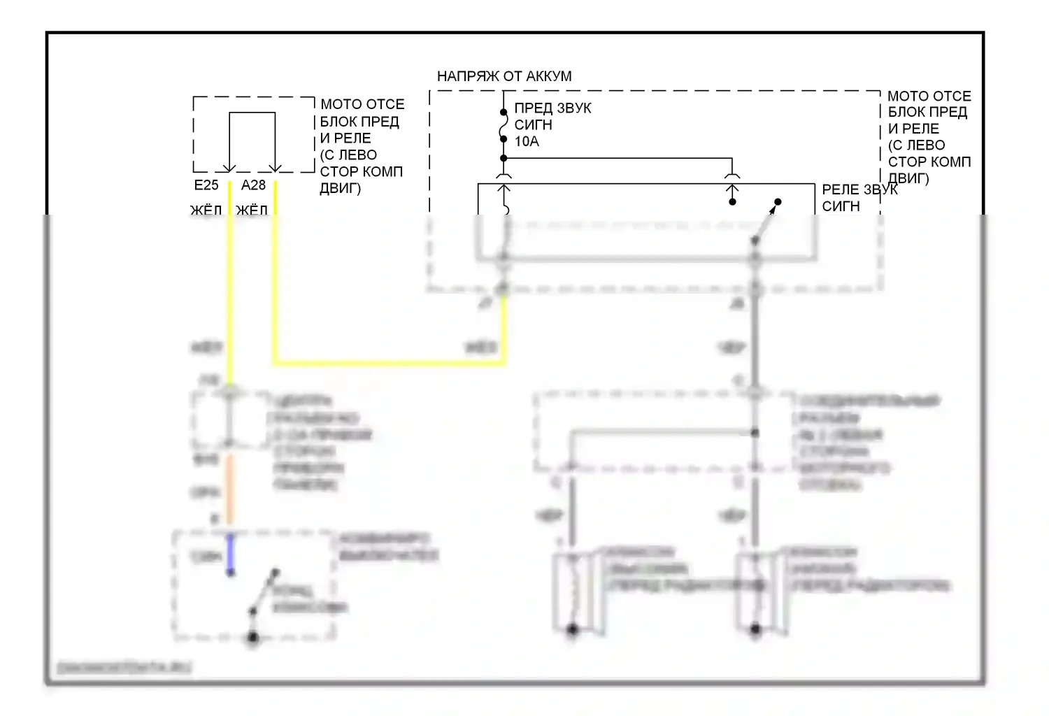 Prius Toyota II (2003-2005): Электросхема клаксона 