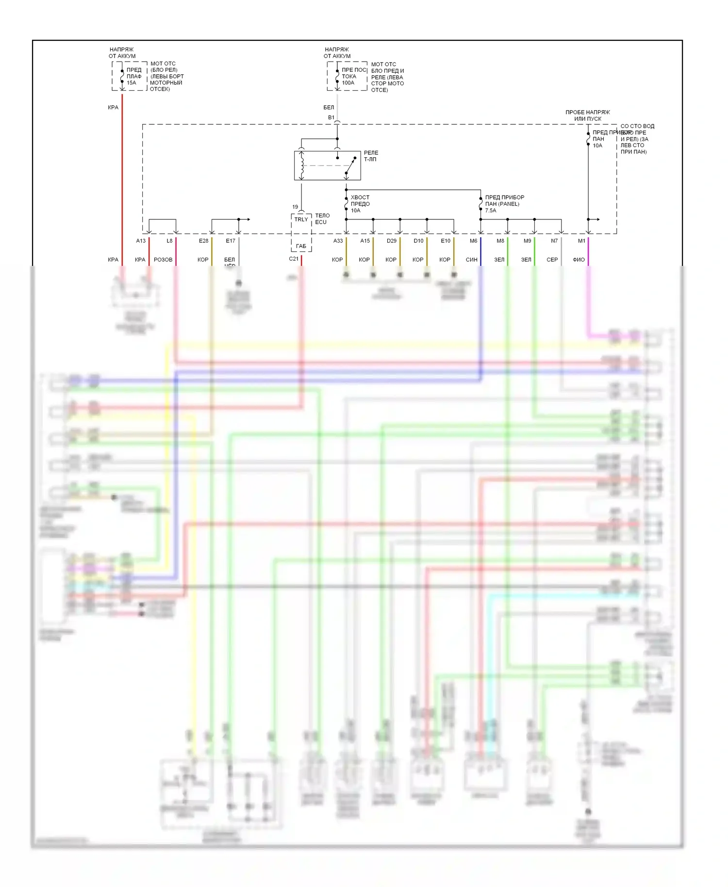 Prius Toyota II (2003-2005): Электросхема подсветки приборной панели 