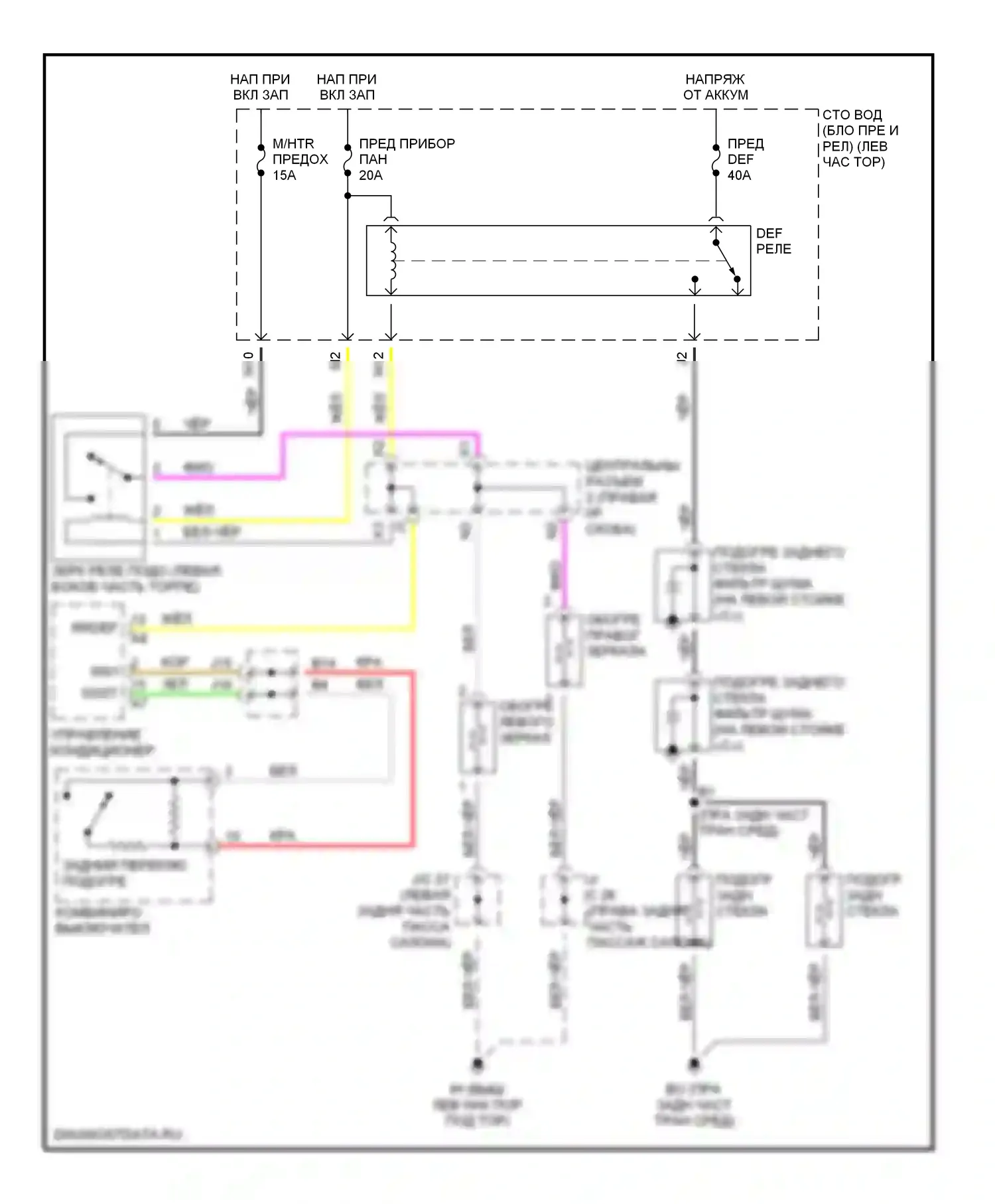 Prius Toyota II (2003-2005): Электросхема подогрева стекол 