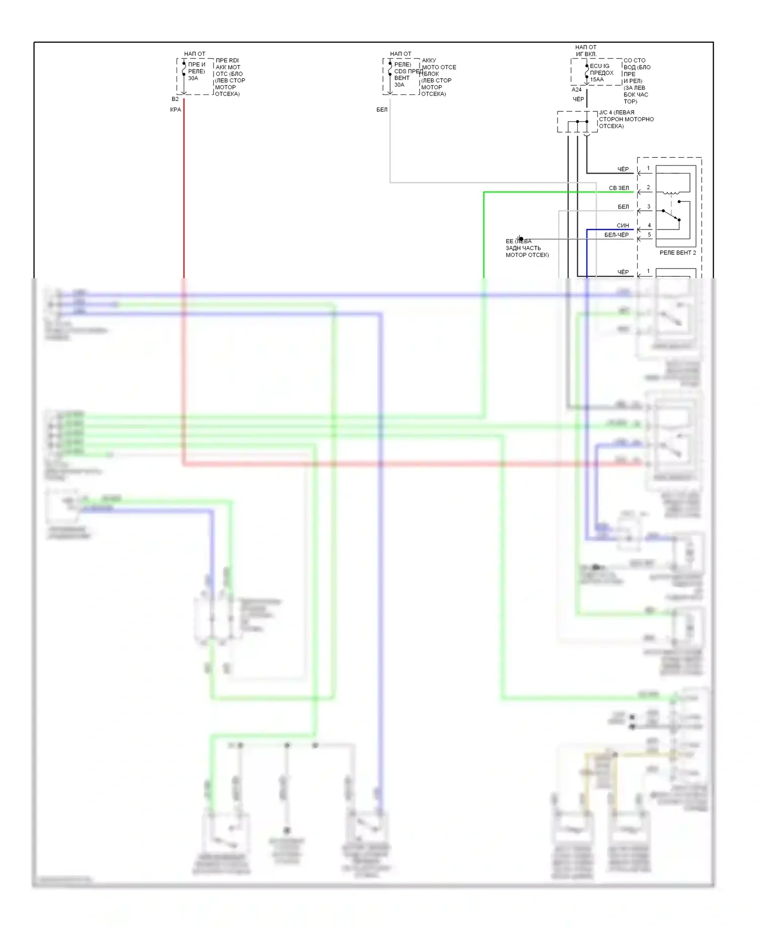 Prius Toyota II (2003-2005): Электросхема вентилятора охлаждения 