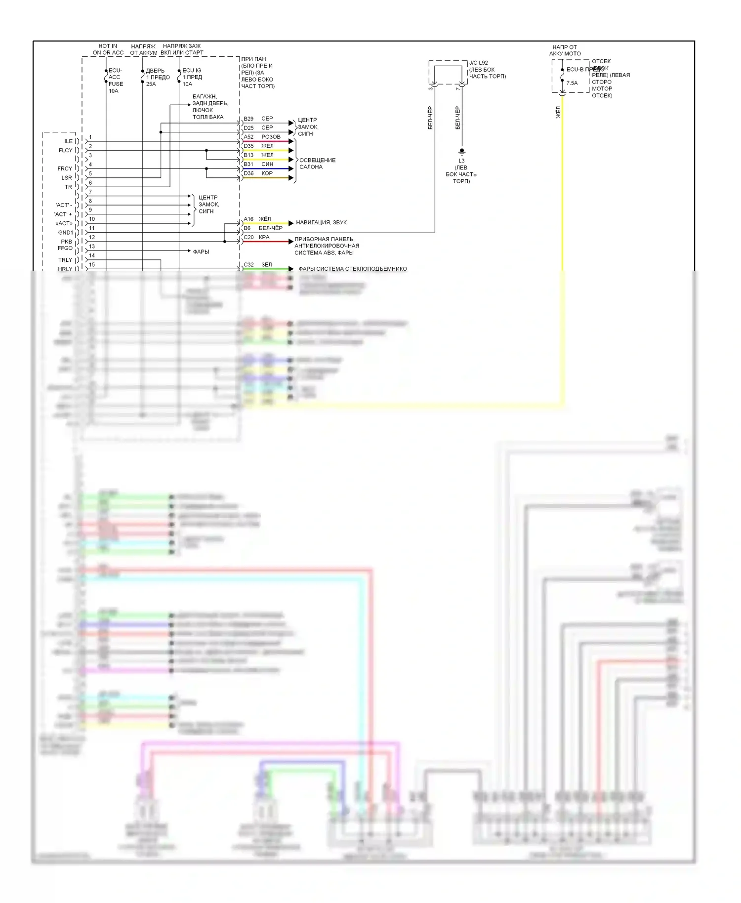Prius Toyota III рестайлинг (2011-2015): Электросхема блоков управления кузовом (1 из 2) 