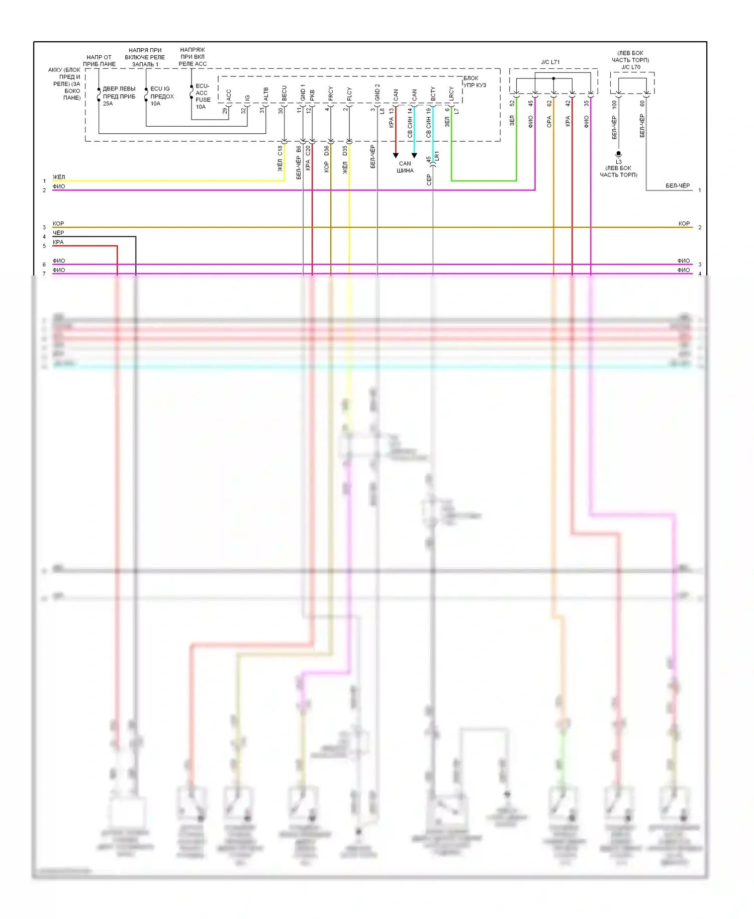 Prius Toyota III рестайлинг (2011-2015): Электросхема приборной панели (2 из 3) 